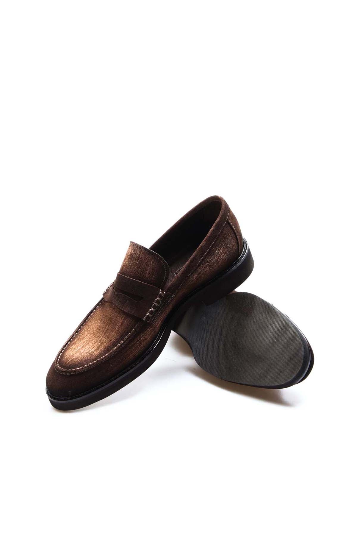 KOALA SYDNEY Men's Brown Suede Penny Loafers with Low Heel