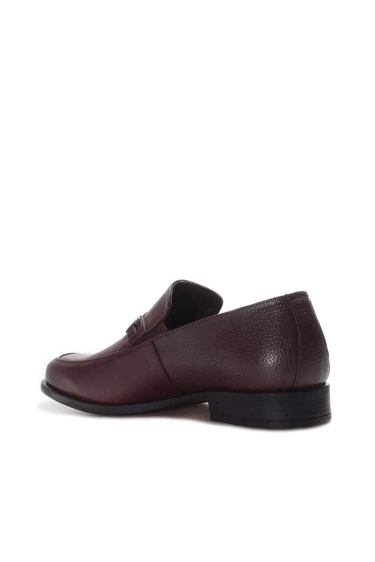 KOALA SYDNEY Men's Brown Leather Loafers with Metal Bit Detail and Textured Upper