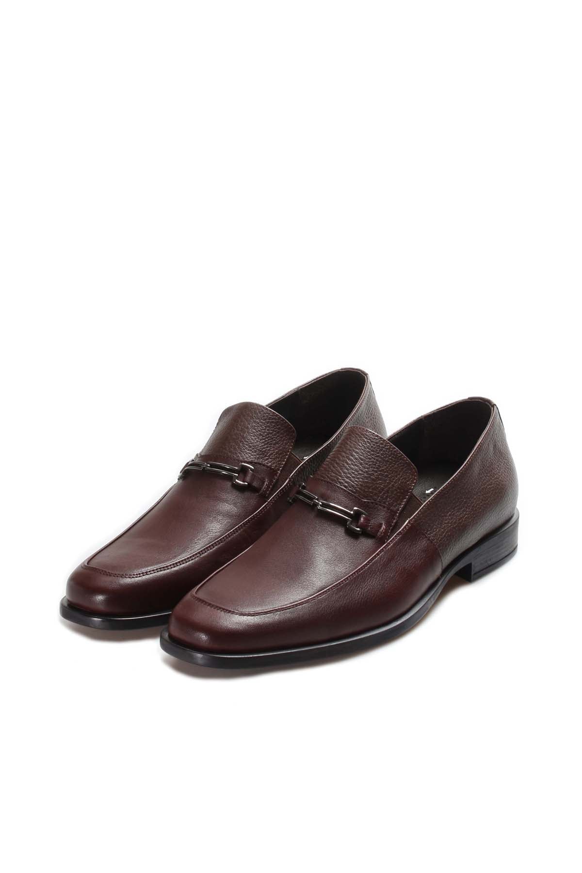 KOALA SYDNEY Men's Brown Leather Loafers with Metal Bit Detail and Textured Upper
