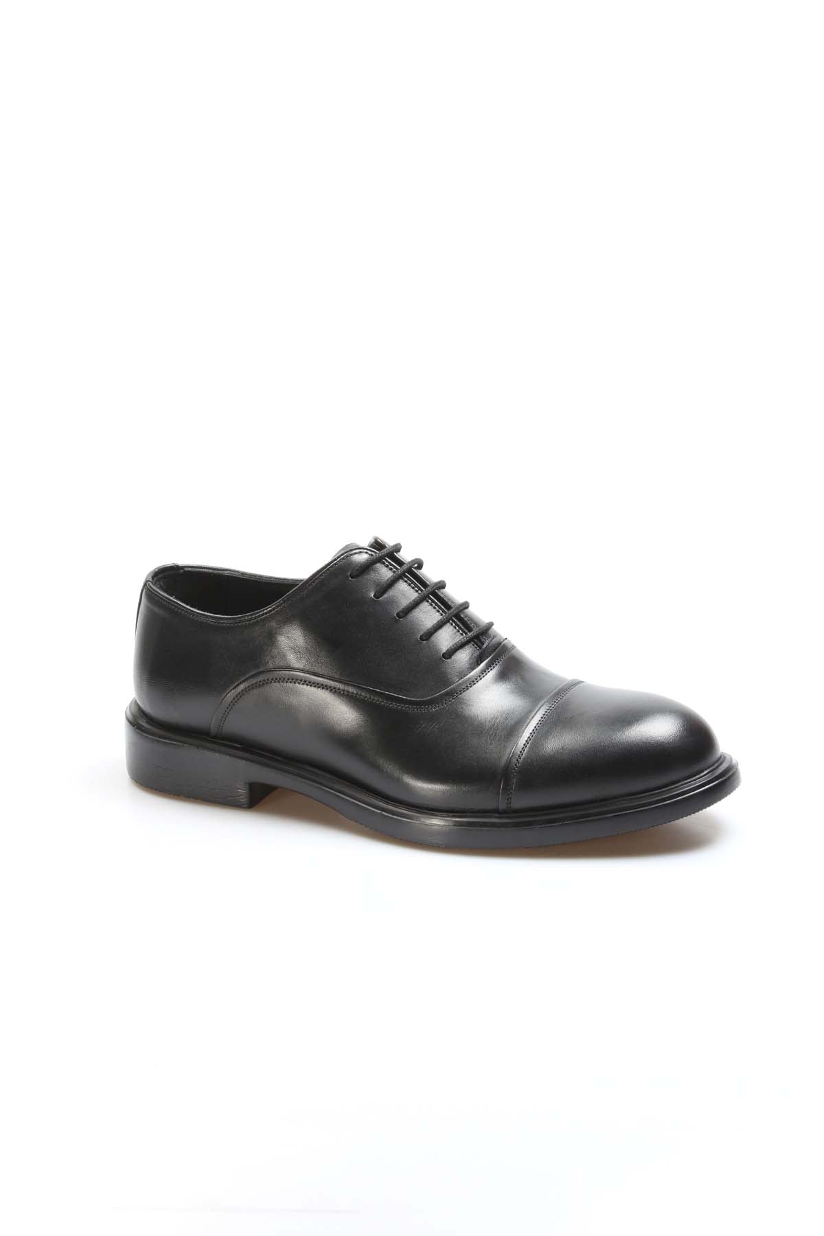 KOALA SYDNEY Men's Black Leather Cap-Toe Oxford Dress Shoes