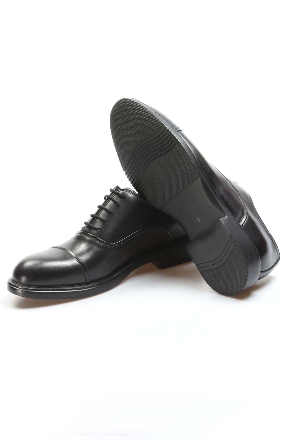 KOALA SYDNEY Men's Black Leather Cap-Toe Oxford Dress Shoes