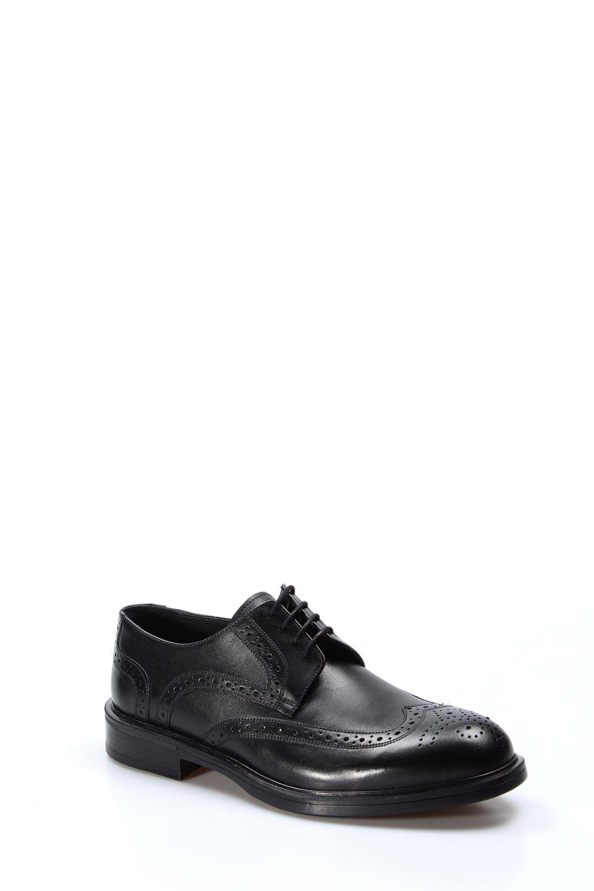 KOALA SYDNEY Men's Black Leather Brogue Shoes with Wingtip Detailing -