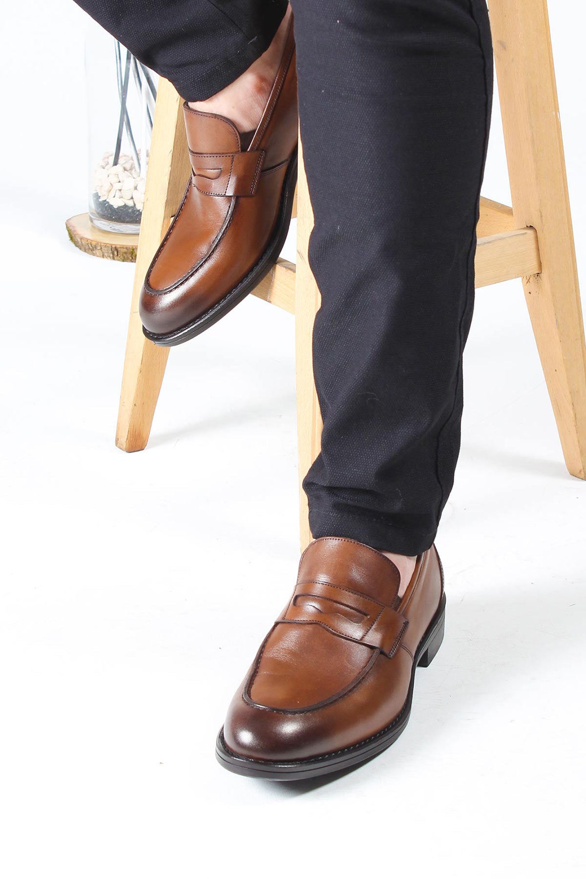 KOALA SYDNEY Men's Brown Leather Penny Loafers-Wessi