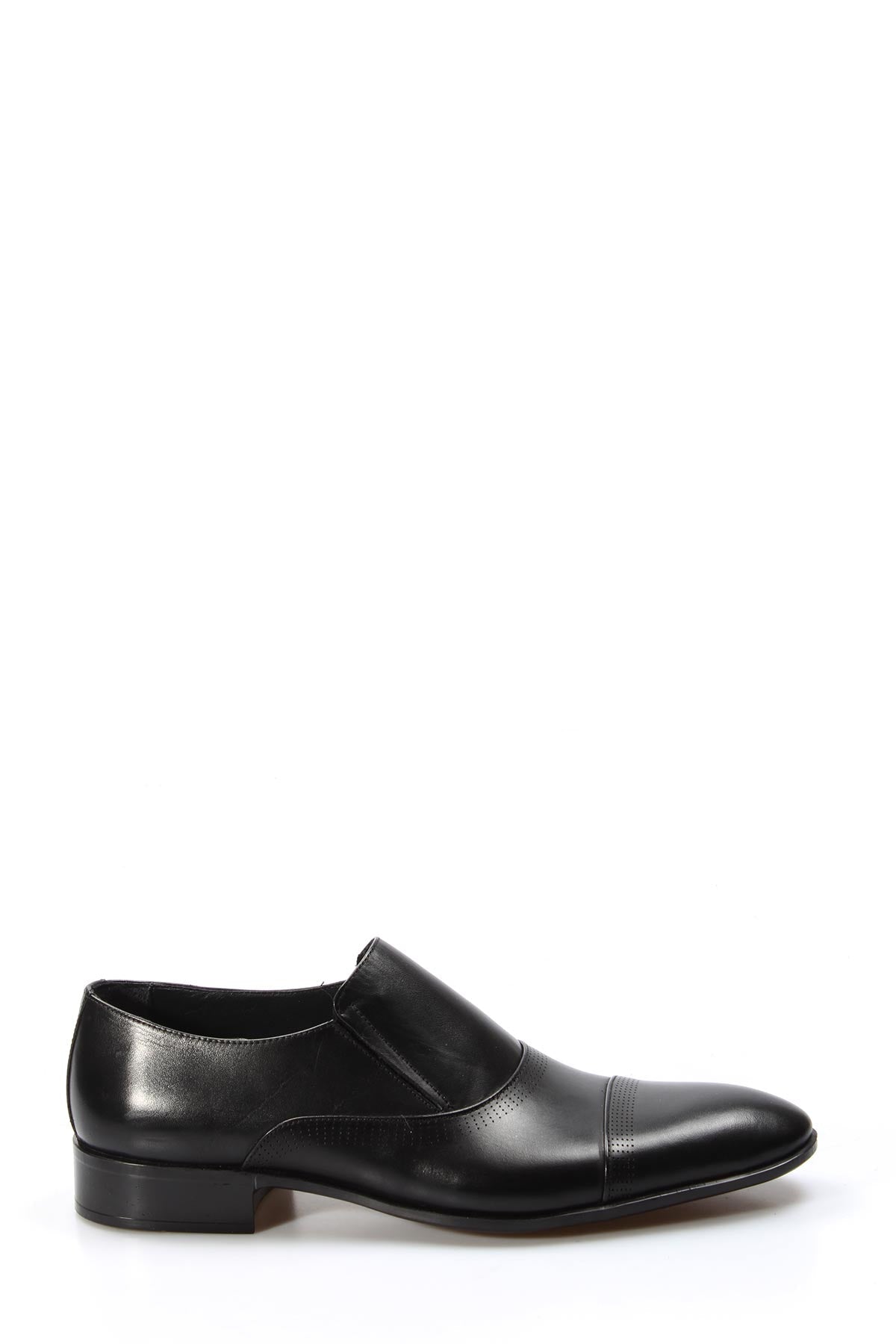 KOALA SYDNEY Men's Black Leather Slip-On Dress Shoes with Cap Toe