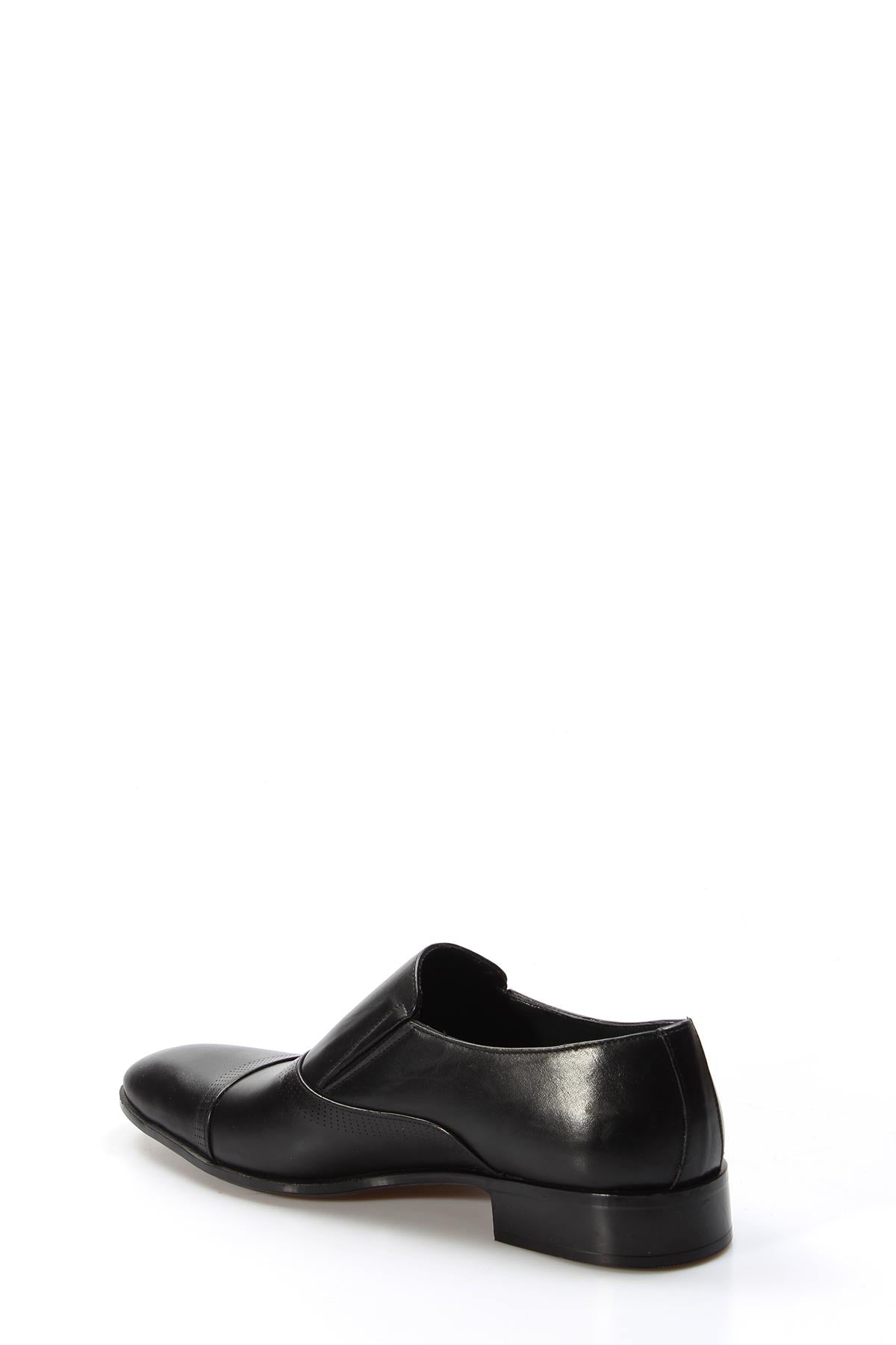 KOALA SYDNEY Men's Black Leather Slip-On Dress Shoes with Cap Toe