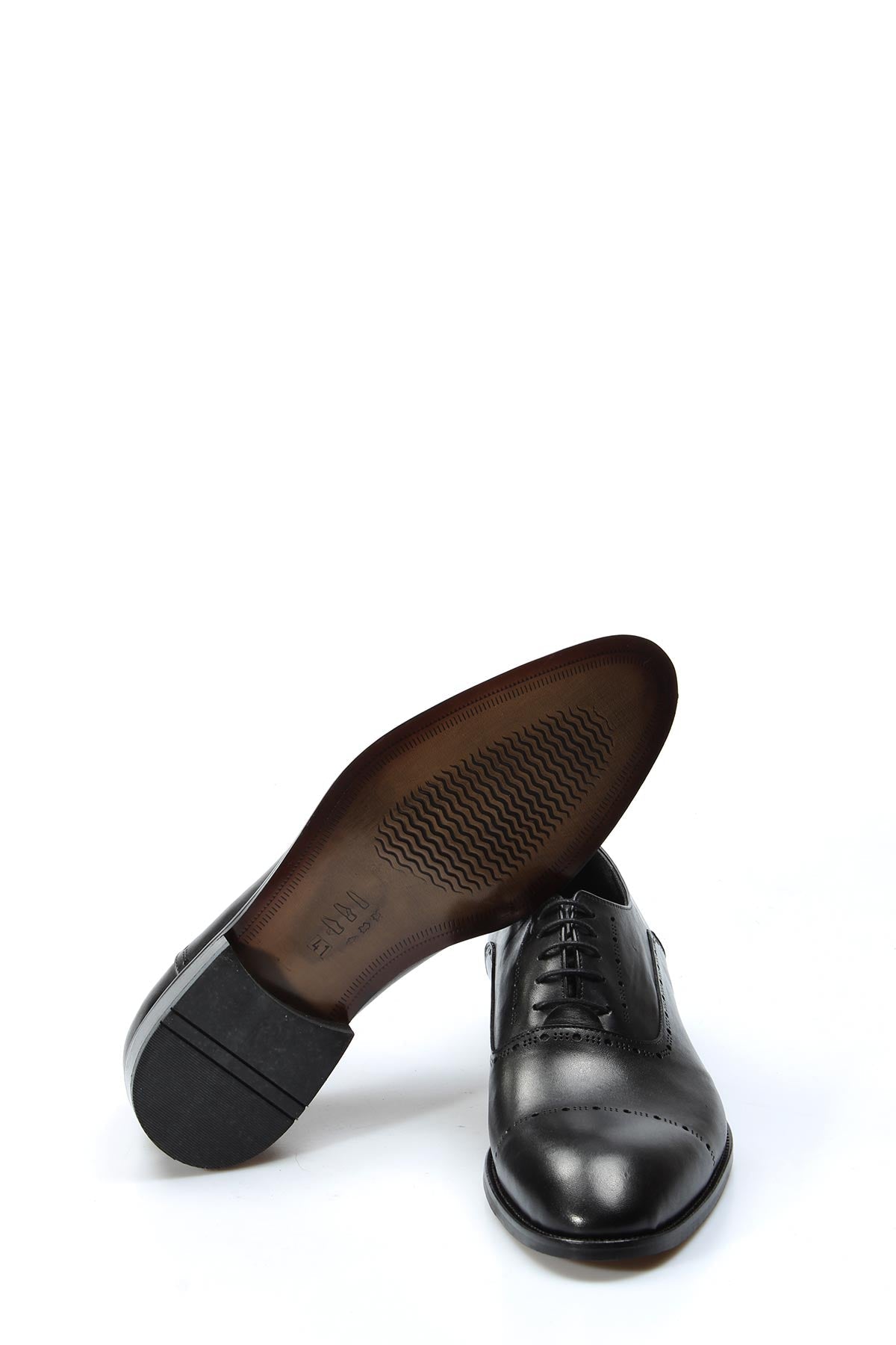KOALA SYDNEY Men's Black Leather Oxford Shoes with Brogue Detailing