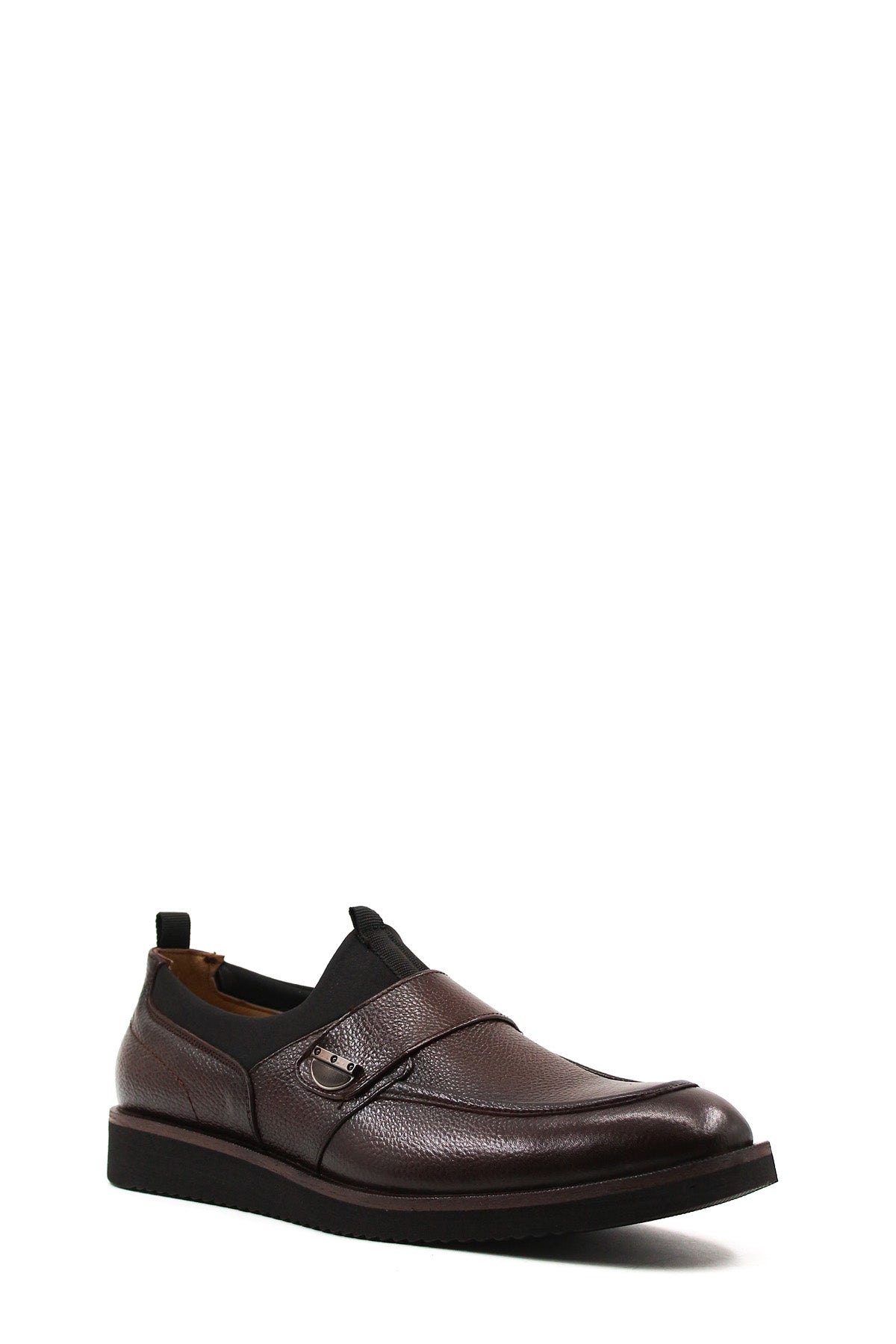 KOALA SYDNEY Men's Brown Leather Slip-On Loafers with Decorative Buckle