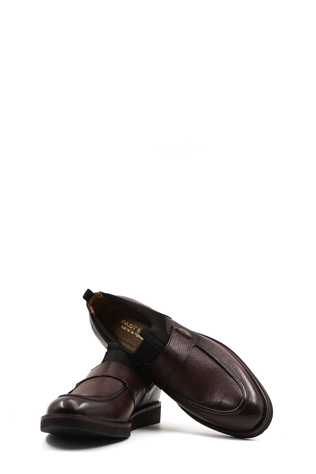 KOALA SYDNEY Men's Brown Leather Slip-On Loafers with Decorative Buckle