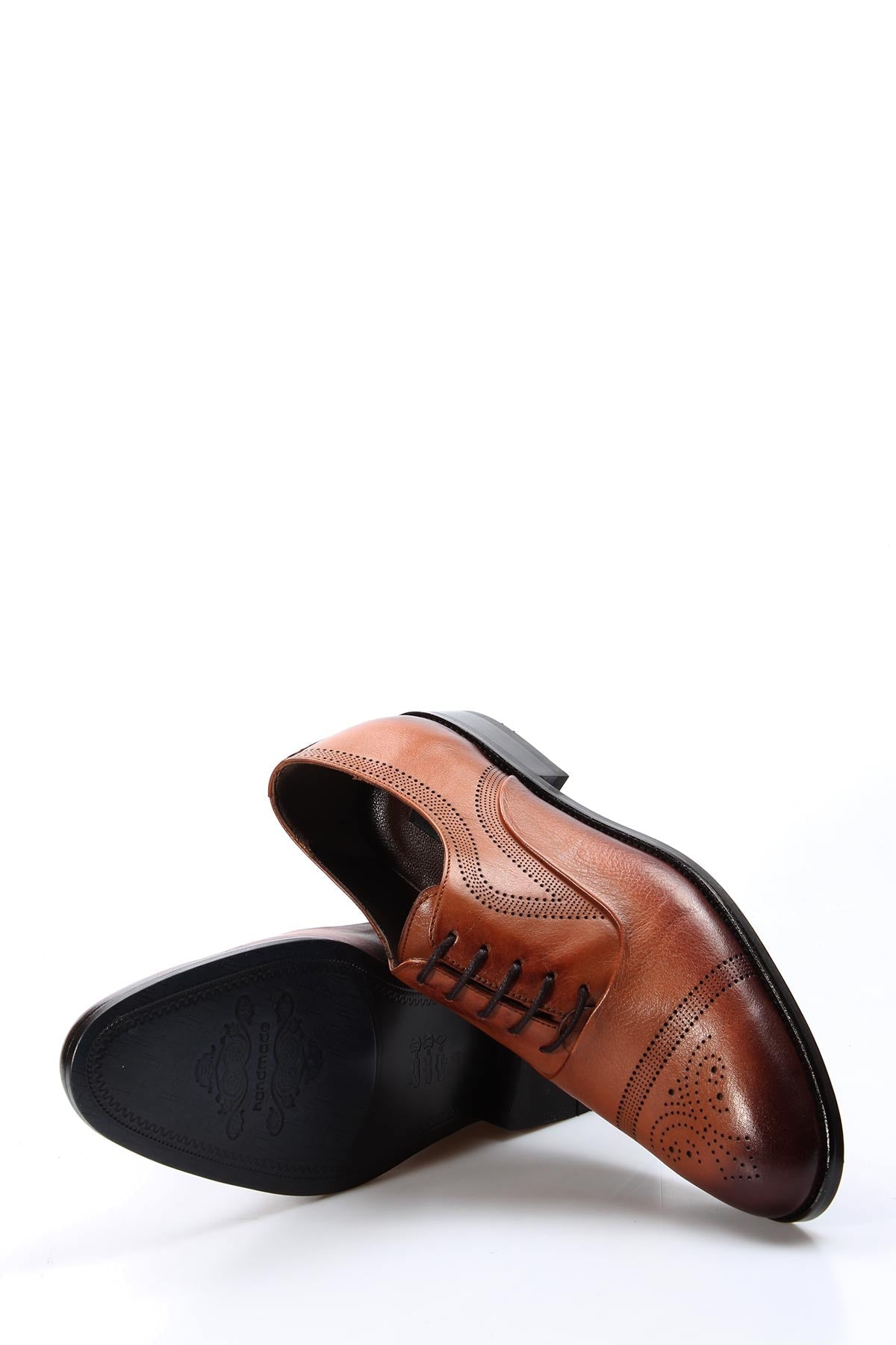 KOALA SYDNEY Men's Brown Leather Oxford Shoes with Perforated Detailing