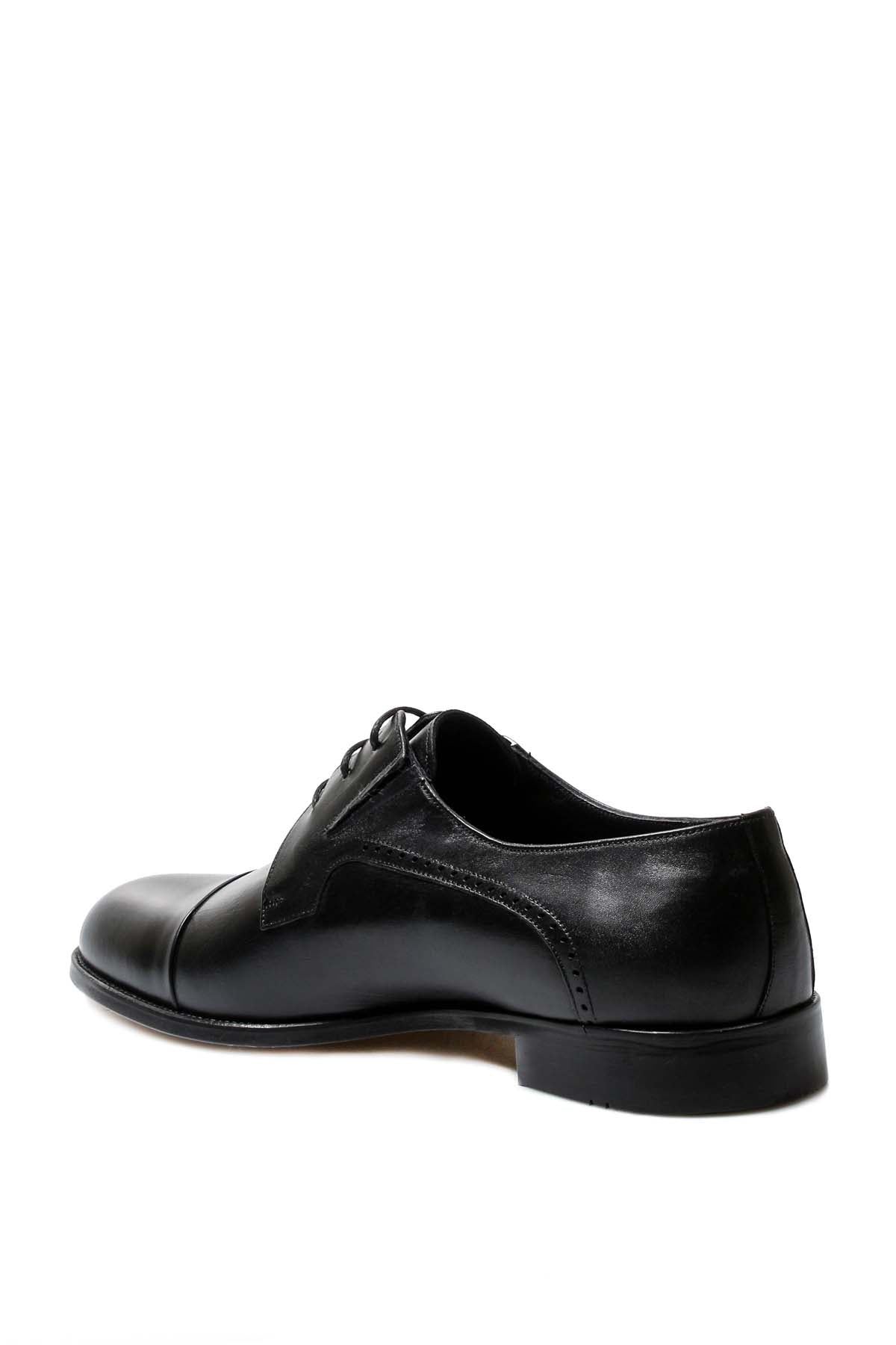 KOALA SYDNEY Men's Black Leather Derby Shoes with Brogue Detailing and Cap Toe