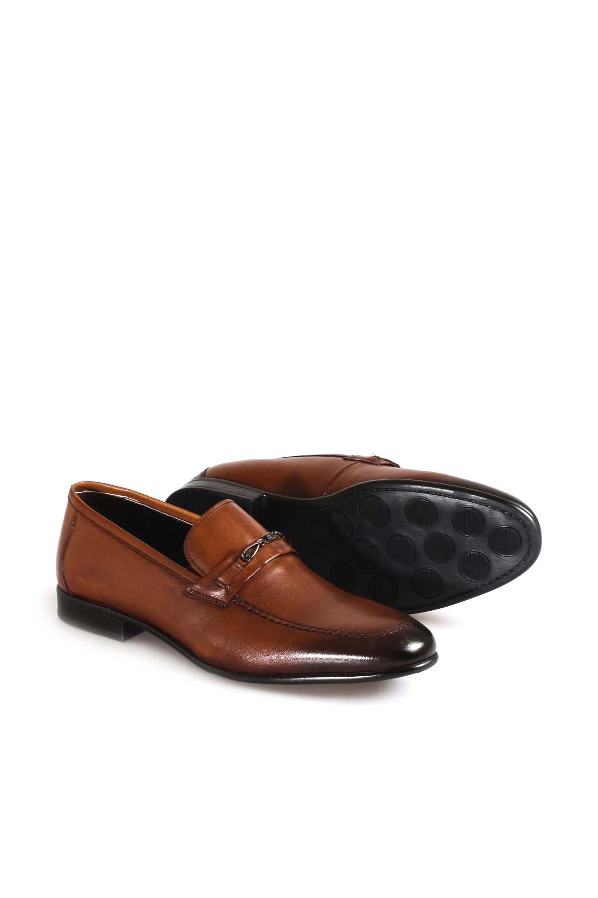 KOALA SYDNEY Men's Brown Leather Loafers with Metal Bit Detail