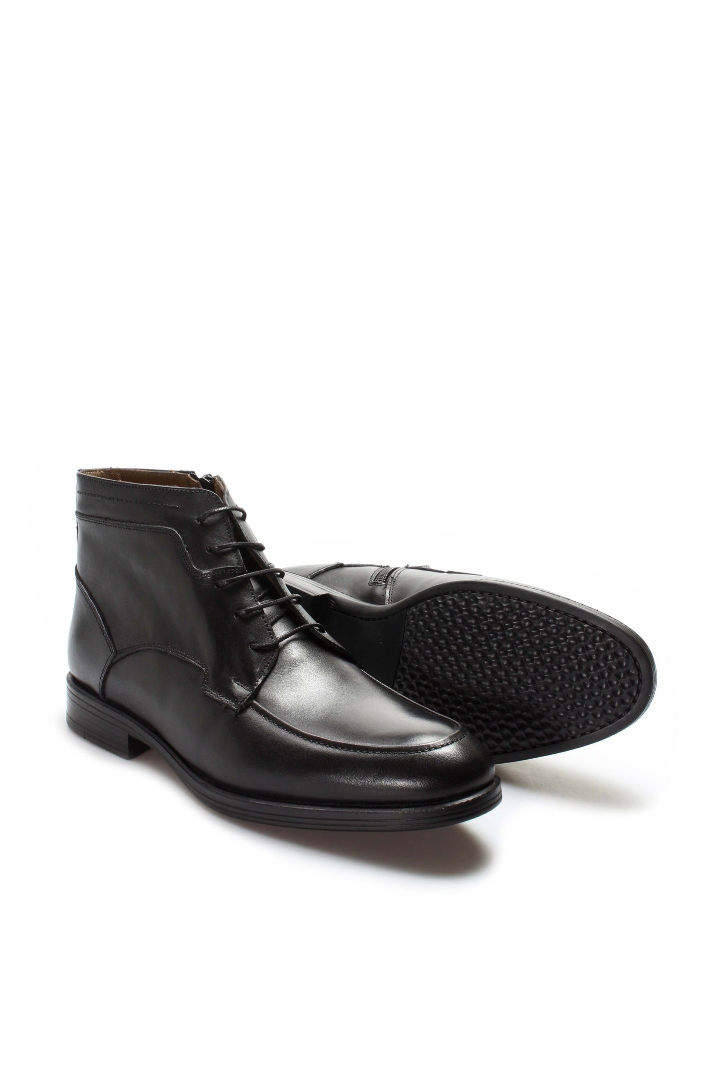 KOALA SYDNEY Men's Black Leather Ankle Boots with Lace-Up Design