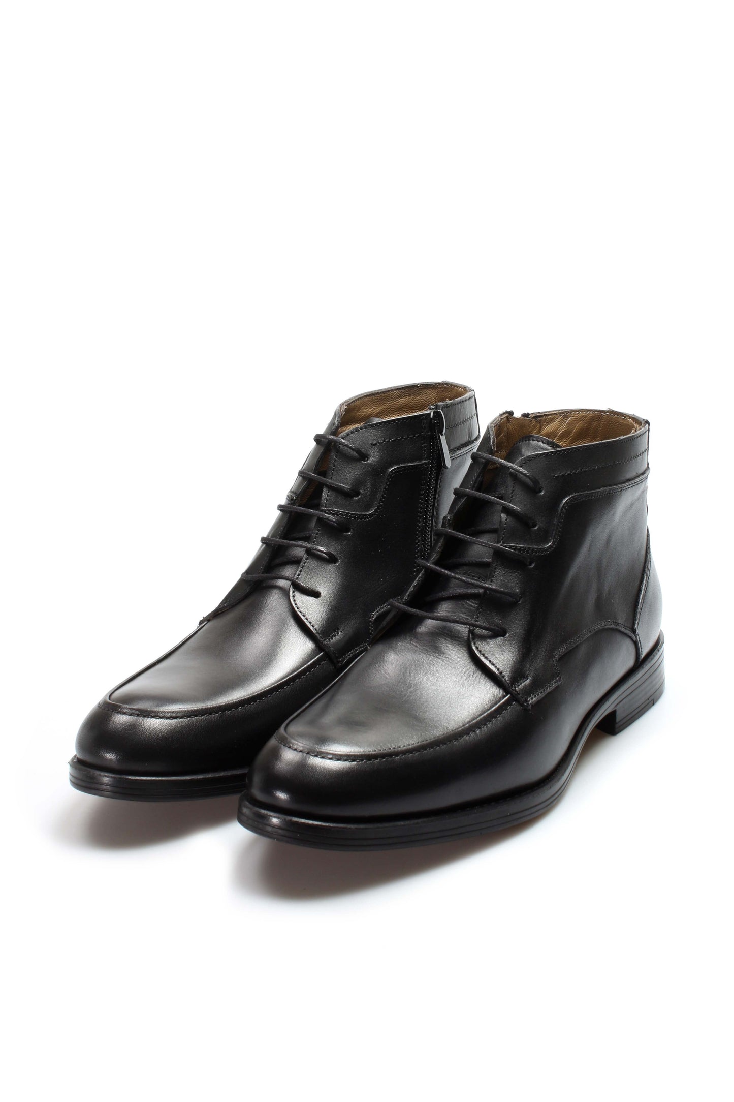 KOALA SYDNEY Men's Black Leather Ankle Boots with Lace-Up Design