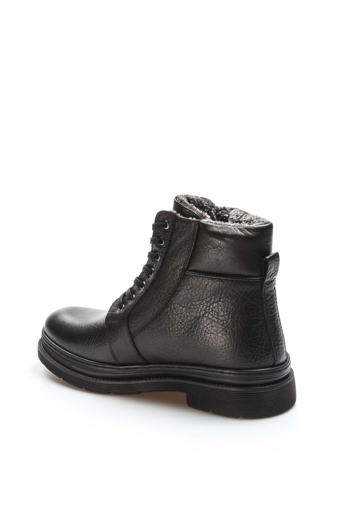 KOALA SYDNEY Men's Black Leather Ankle Boots with Side Zipper and Lace-Up Design