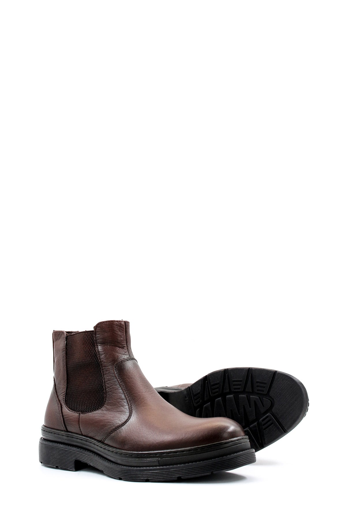KOALA SYDNEY Men's Brown Leather Chelsea Boots Elastic Side Panels with Fur Lining