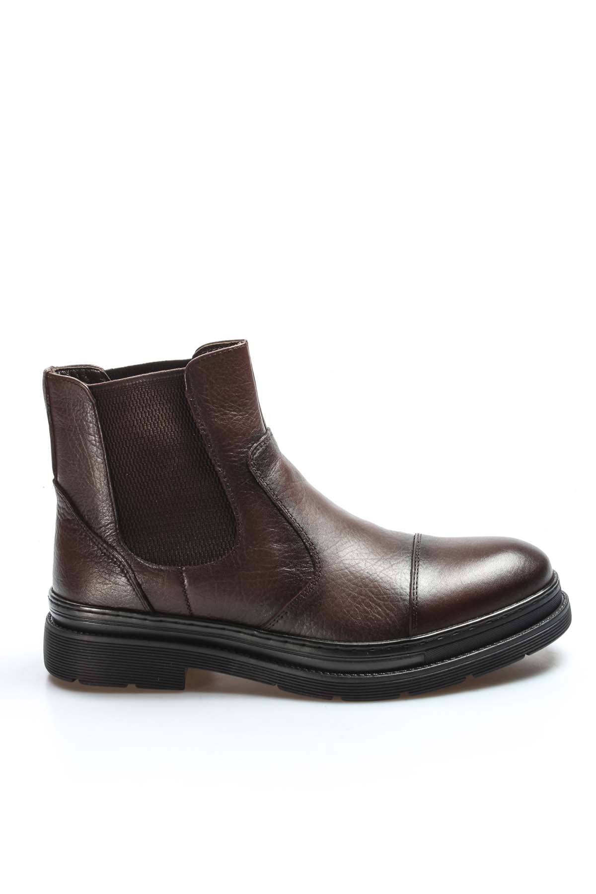 Men's Brown Leather Chelsea Boots with Chunky Sole
