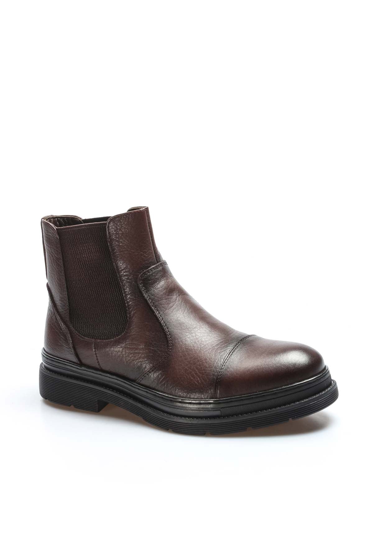 Men's Brown Leather Chelsea Boots with Chunky Sole