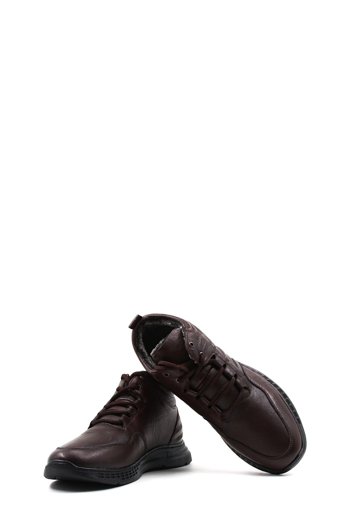 KOALA SYDNEY Men's Brown Leather Boots with Fur Lining Lace-Up Durable Sole