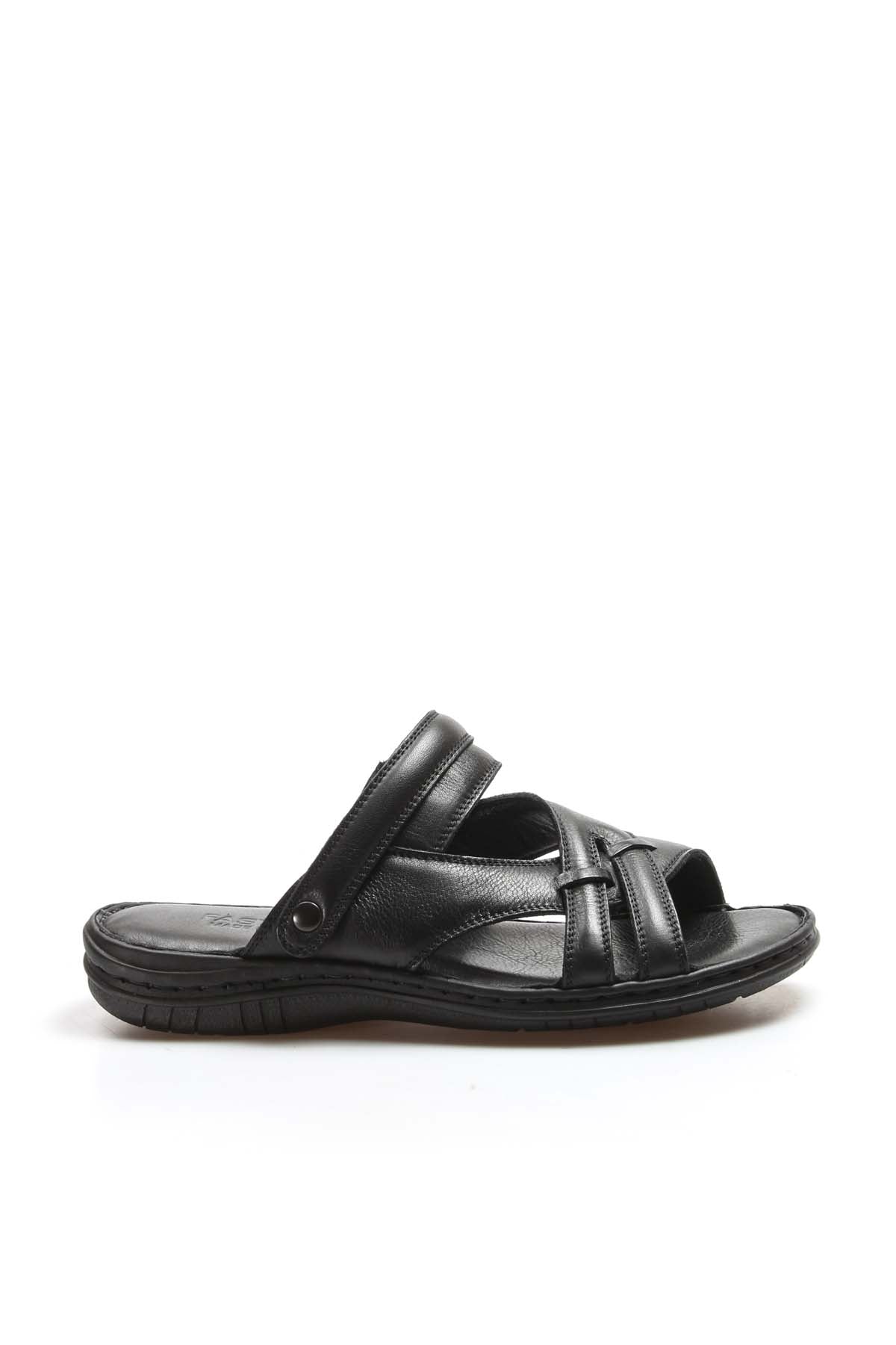 Men's Black Leather Sandals