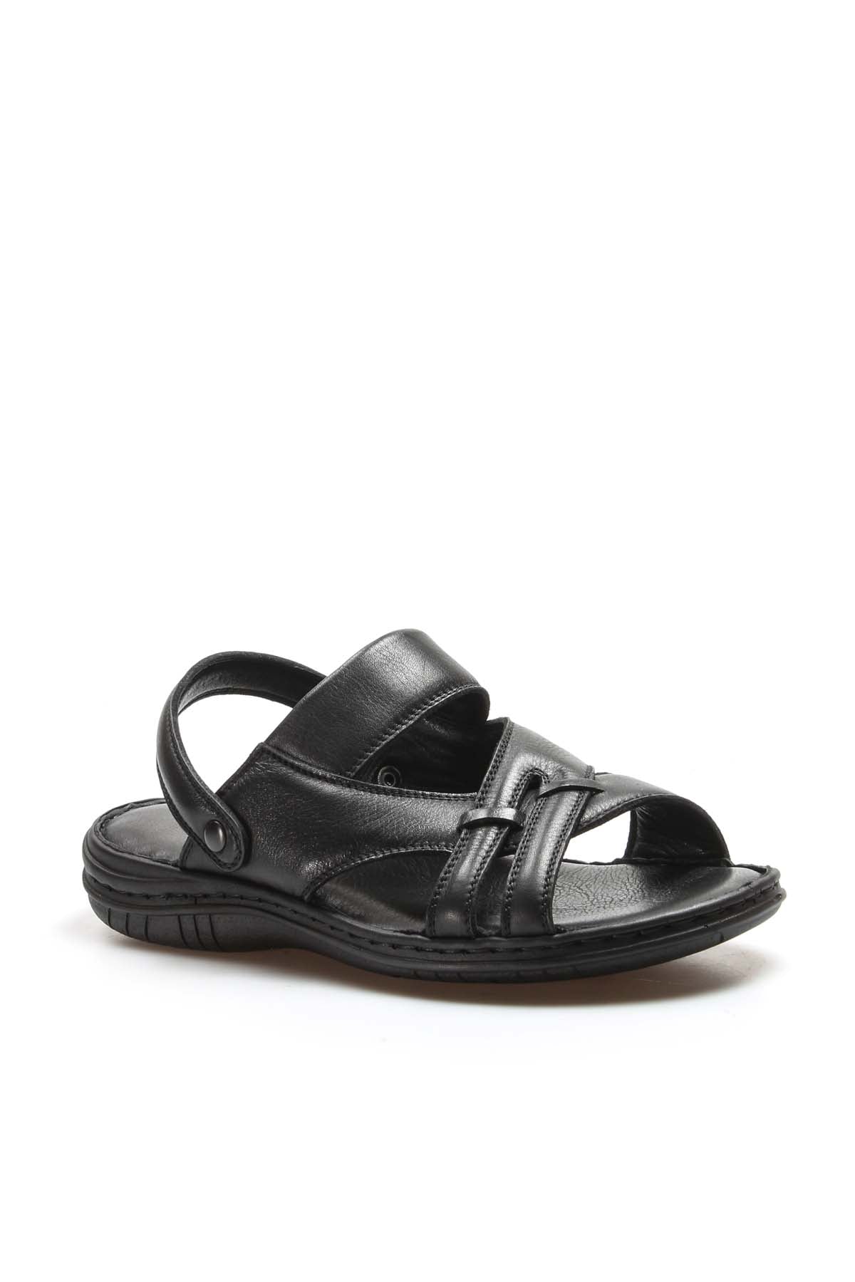 Men's Black Leather Sandals