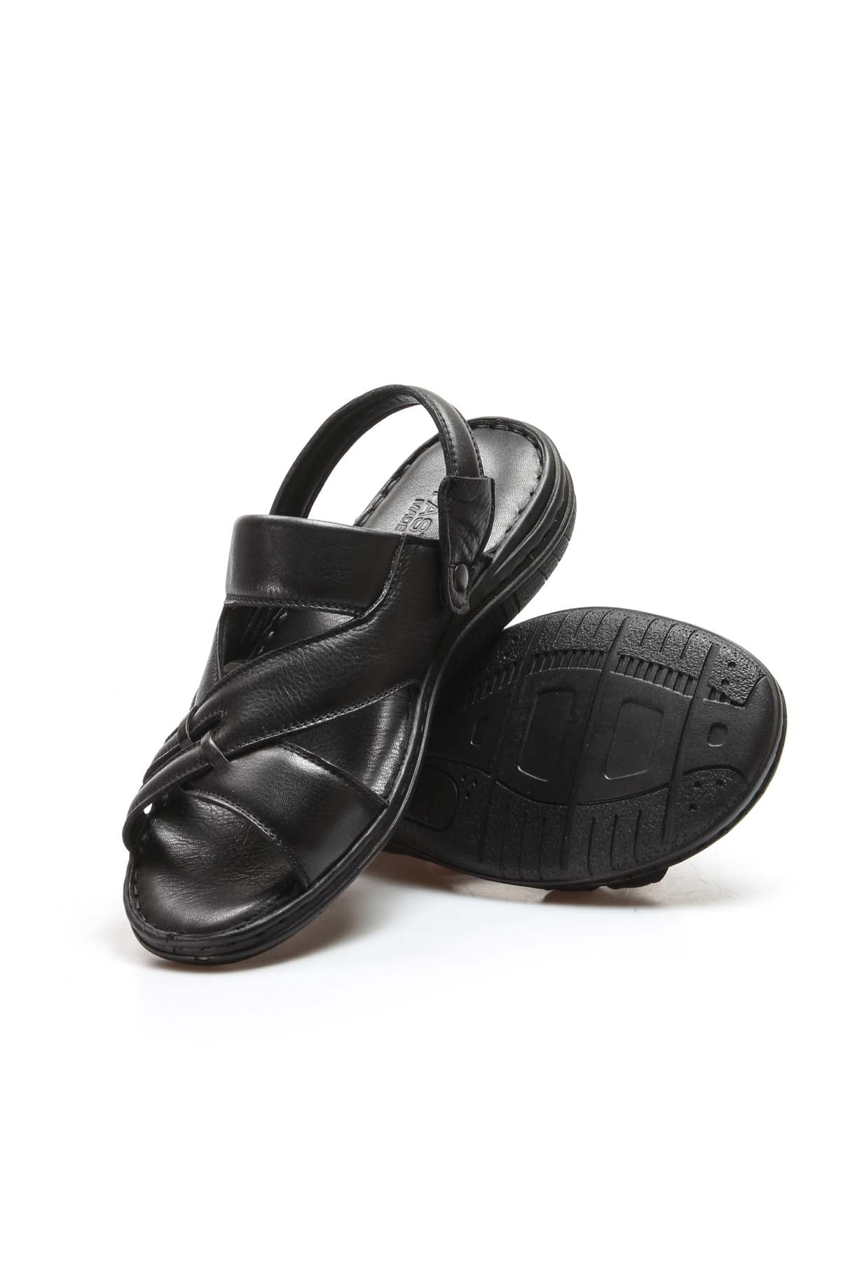 Men's Black Leather Sandals