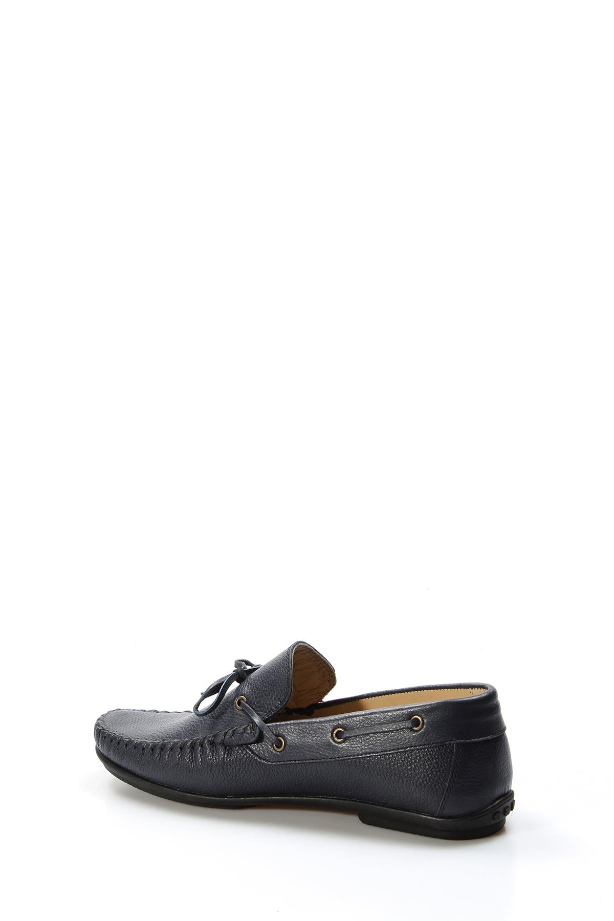 KOALA SYDNEY Men's Navy Leather Slip-On Loafers with Lace Detail