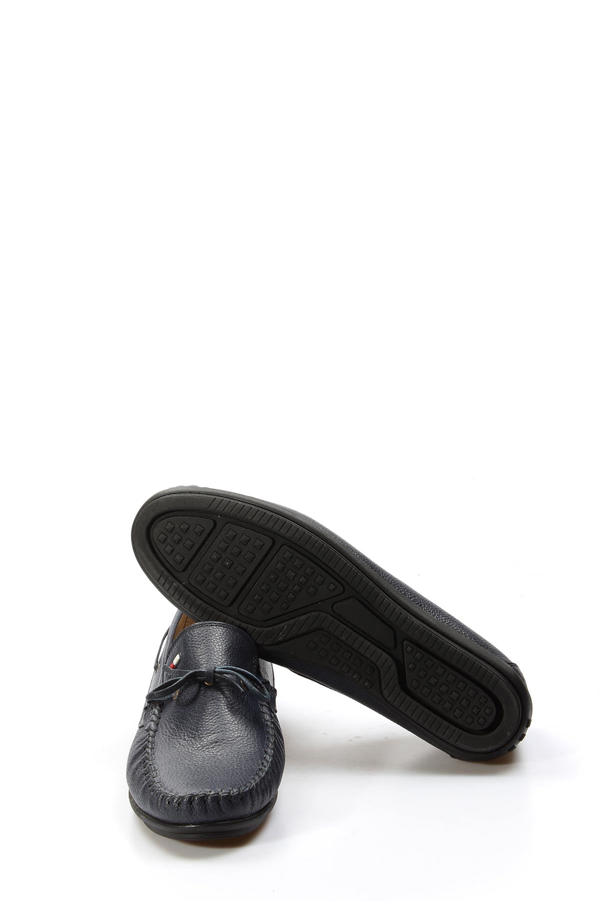 KOALA SYDNEY Men's Navy Leather Slip-On Loafers with Lace Detail