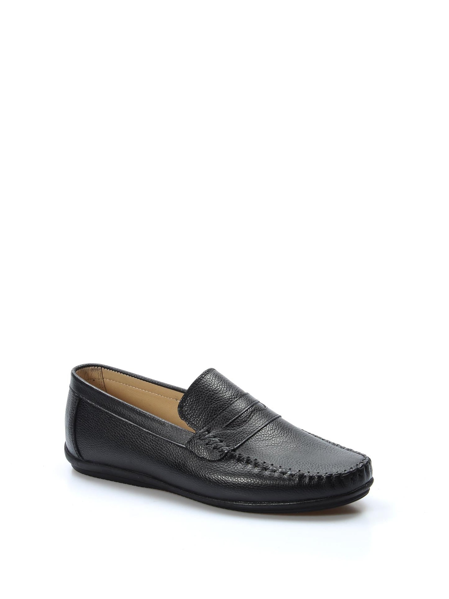 KOALA SYDNEY Men's Black Leather Penny Loafers with Hand-Stitched Detailing