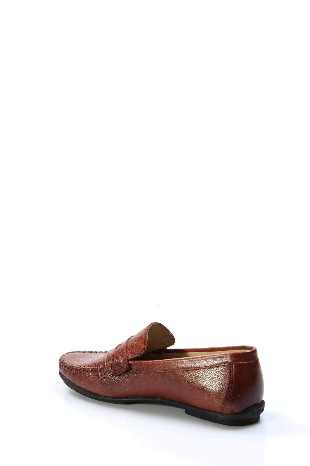 KOALA SYDNEY Men's Brown Leather Penny Loafers with Moc Toe Stitching