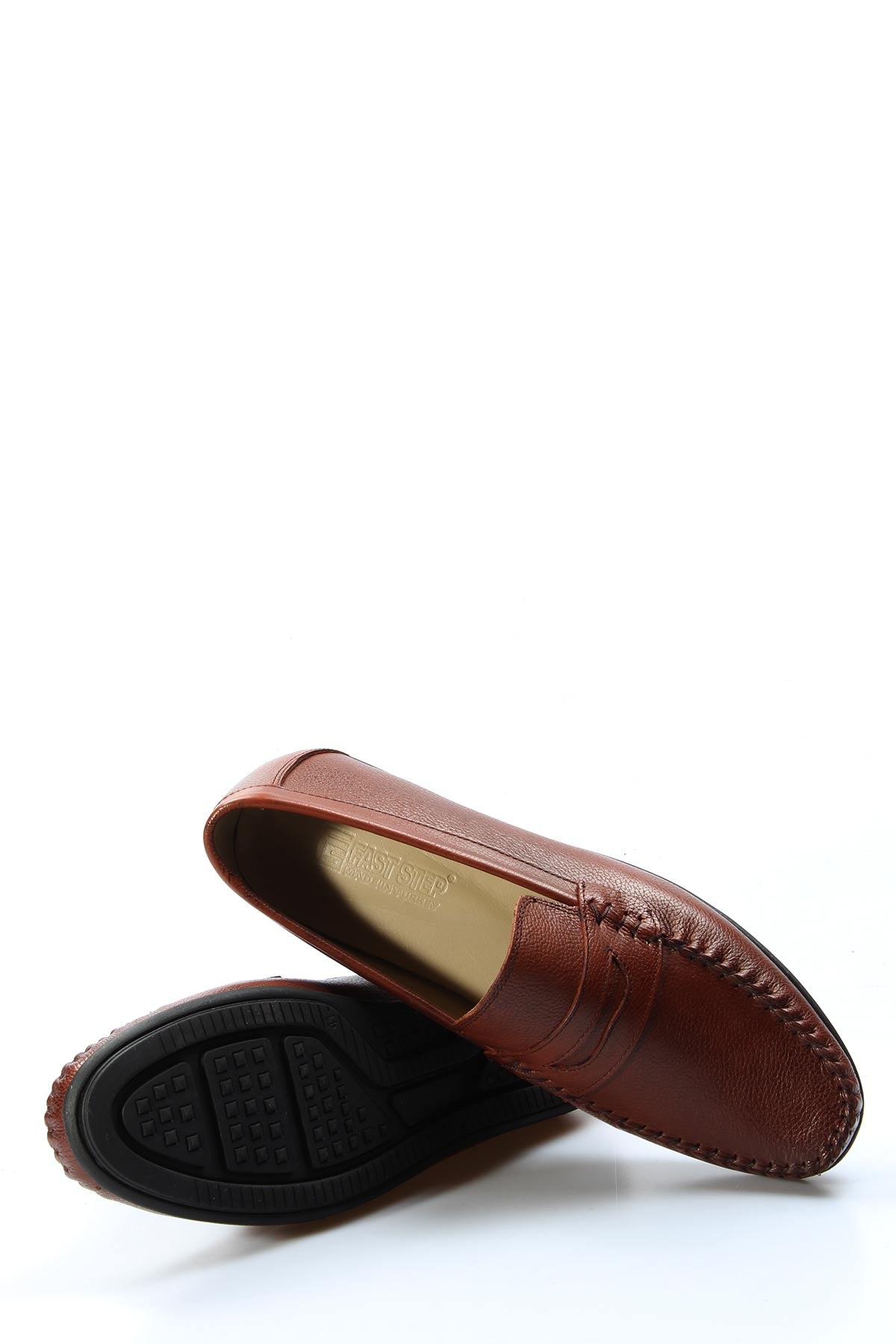KOALA SYDNEY Men's Brown Leather Penny Loafers with Moc Toe Stitching