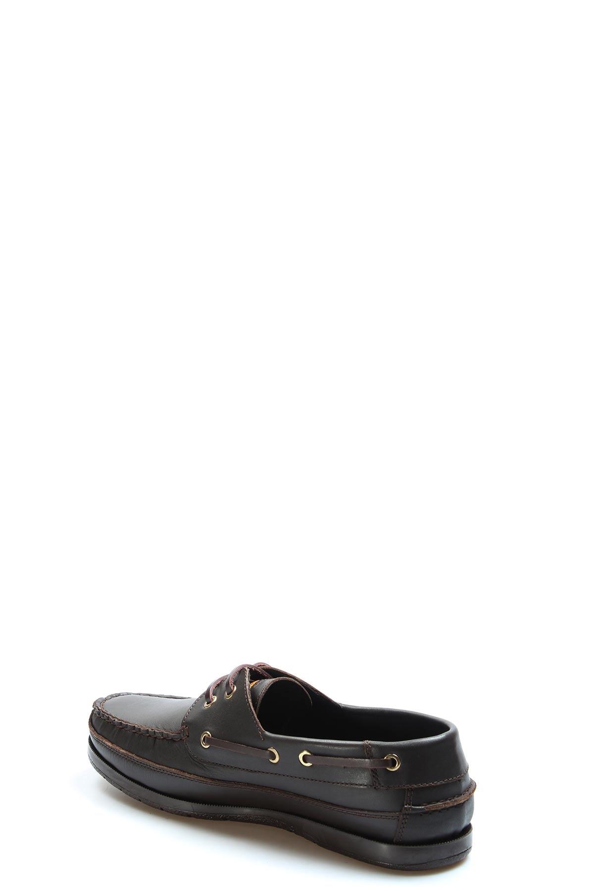 Men's Brown Leather Boat Shoes with Brass Eyelets