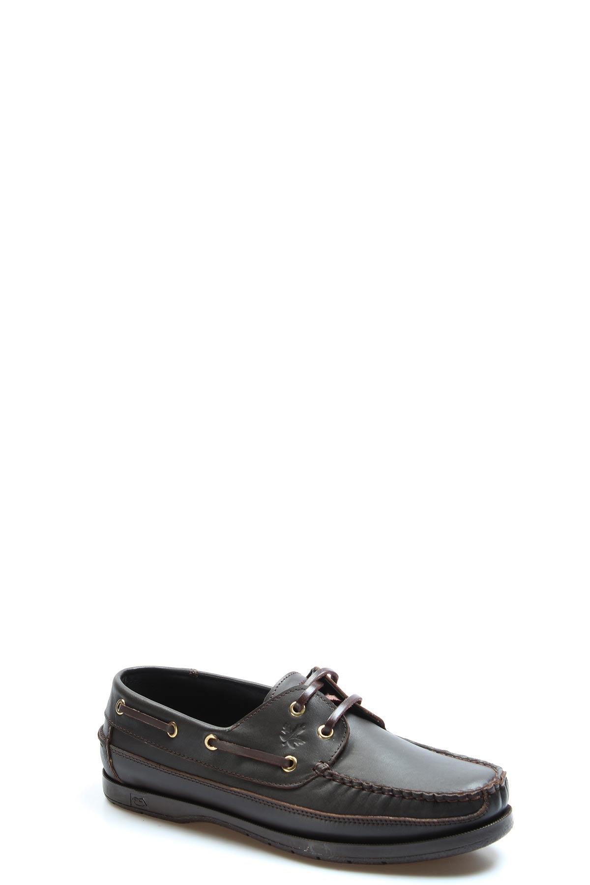 Men's Brown Leather Boat Shoes with Brass Eyelets