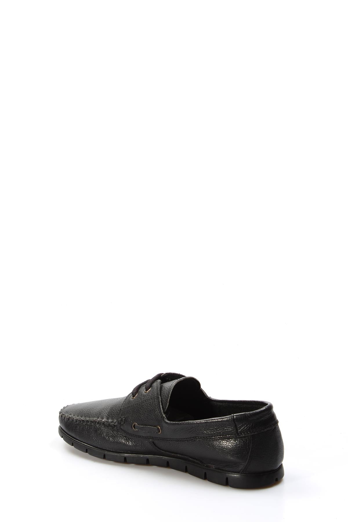 KOALA SYDNEY Men's Black Leather Moccasin Loafers with Lace-Up Detail