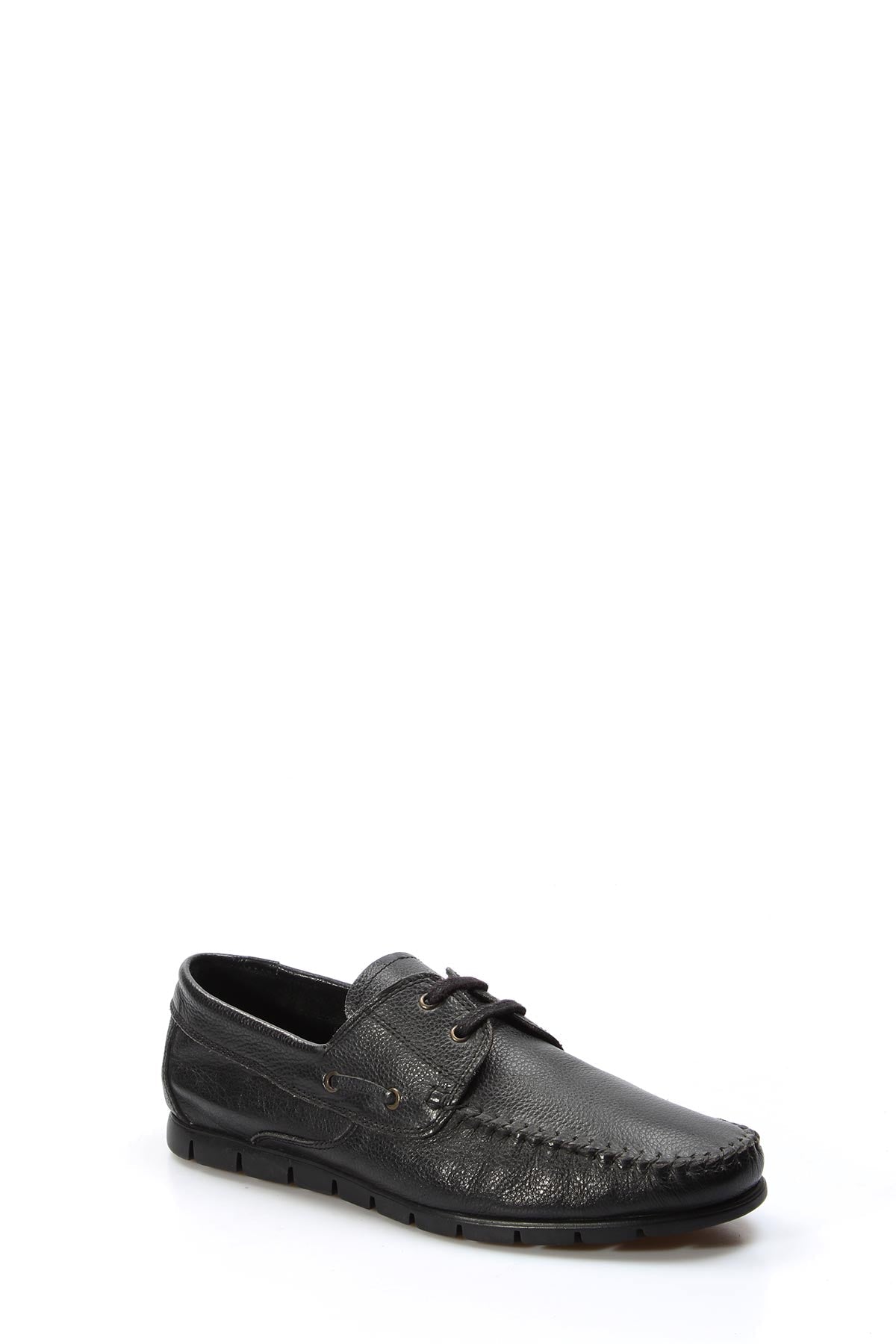 KOALA SYDNEY Men's Black Leather Moccasin Loafers with Lace-Up Detail