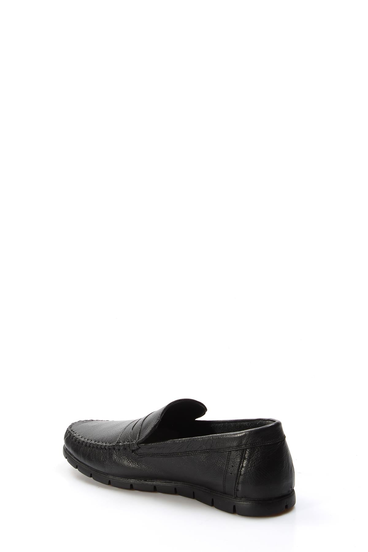 KOALA SYDNEY Men's Black Leather Loafers with Moc Toe Stitching