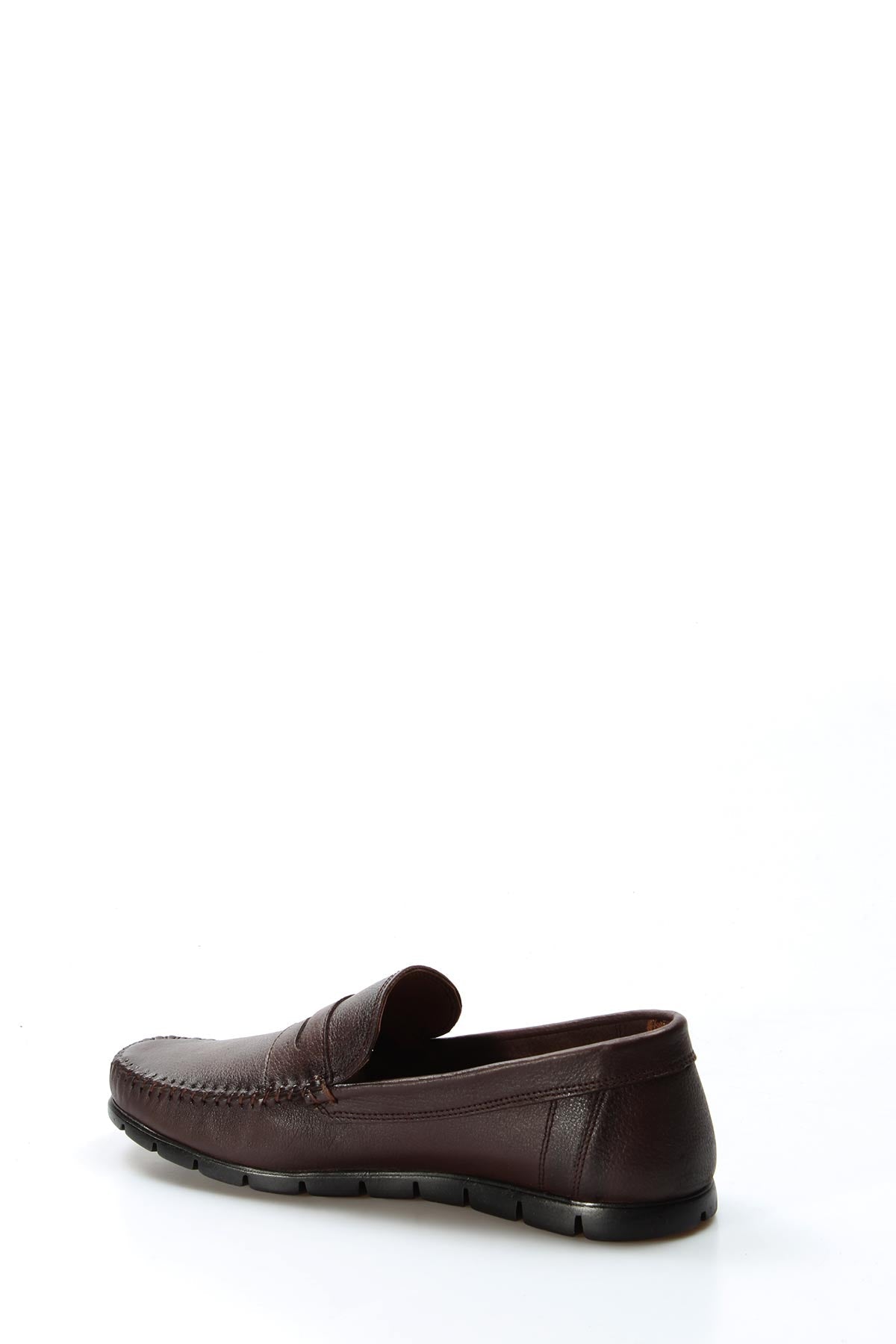KOALA SYDNEY Men's Brown Leather Loafers with Moc Toe Stitching