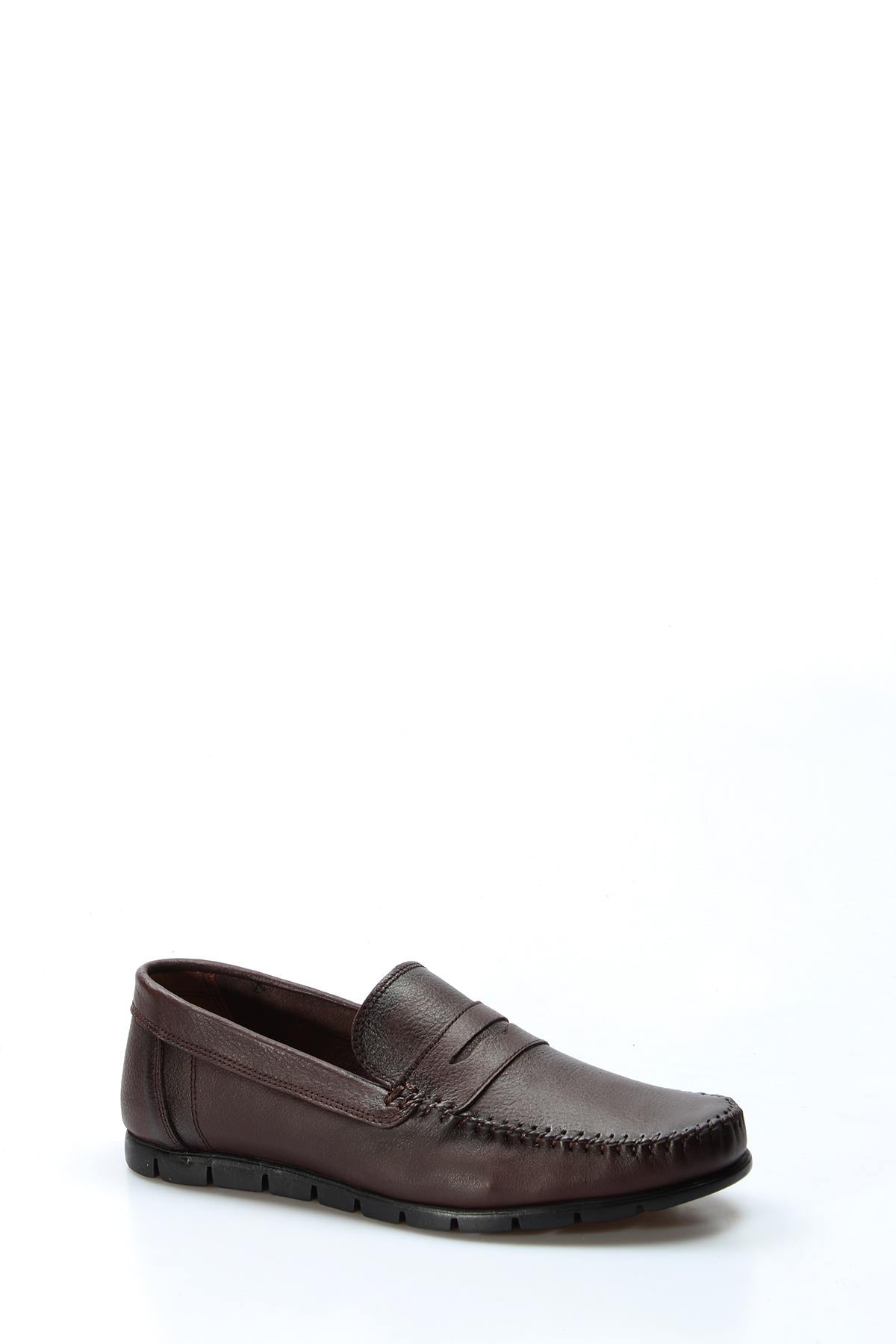KOALA SYDNEY Men's Brown Leather Loafers with Moc Toe Stitching