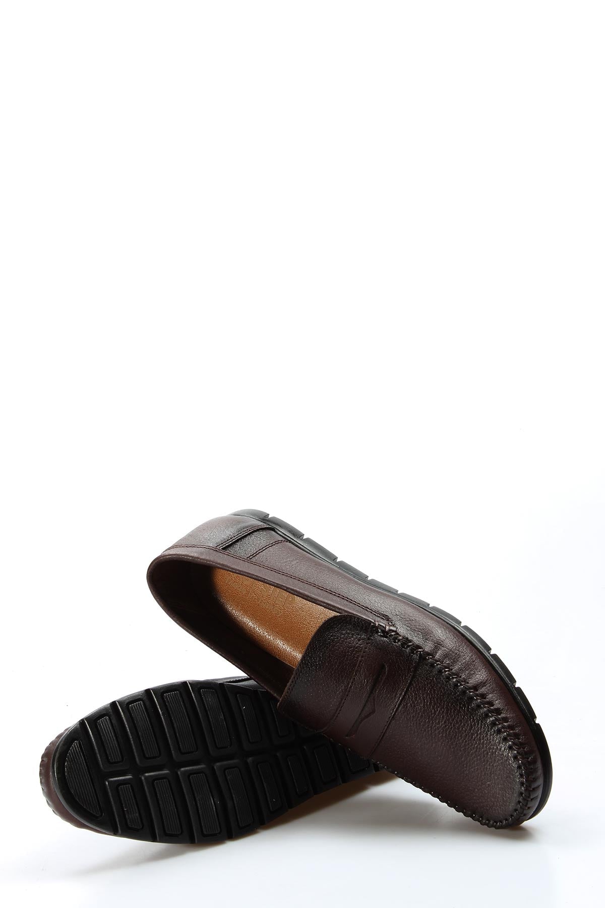 KOALA SYDNEY Men's Brown Leather Loafers with Moc Toe Stitching