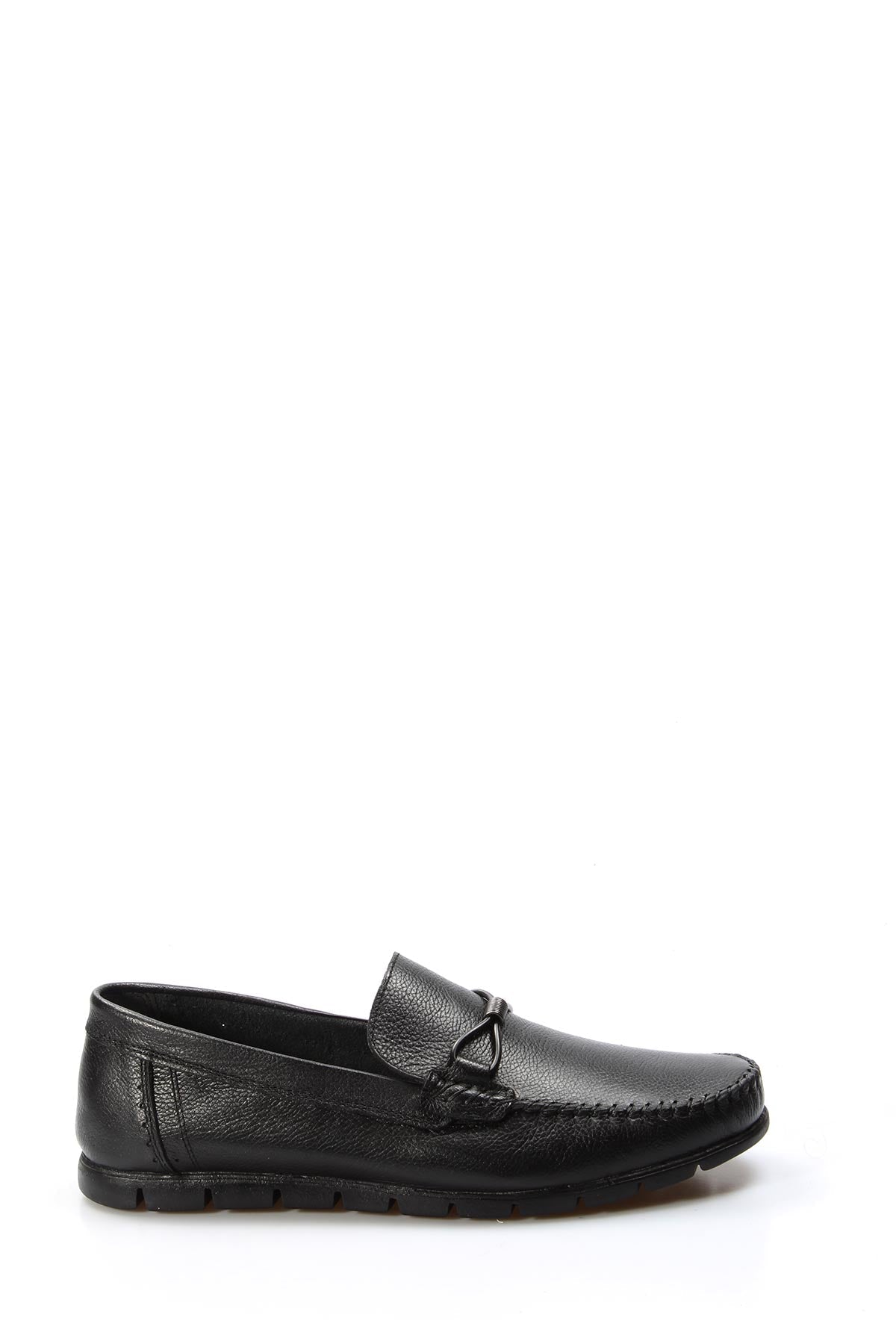 Men's Black Leather Driving Loafers-Wessi