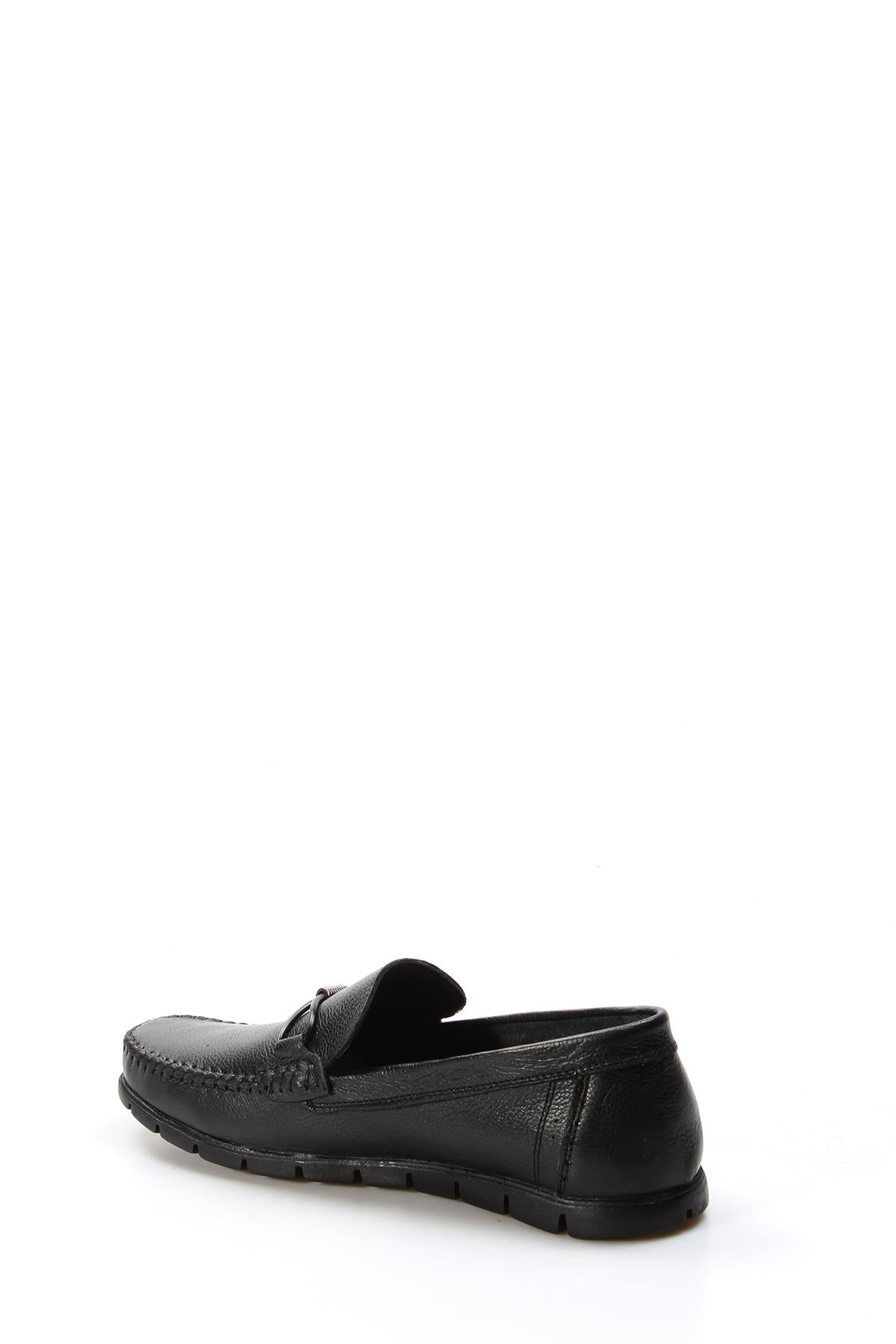 Men's Black Leather Driving Loafers-Wessi