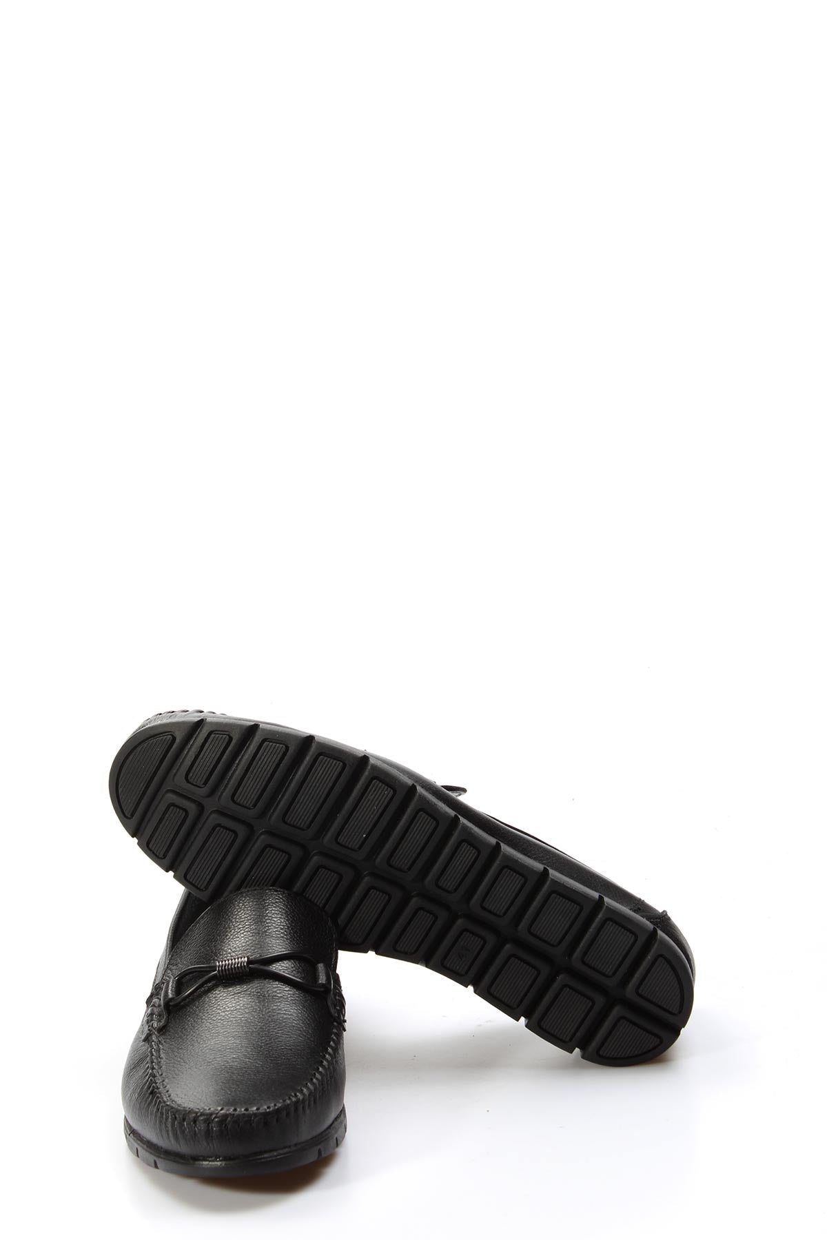 Men's Black Leather Driving Loafers-Wessi