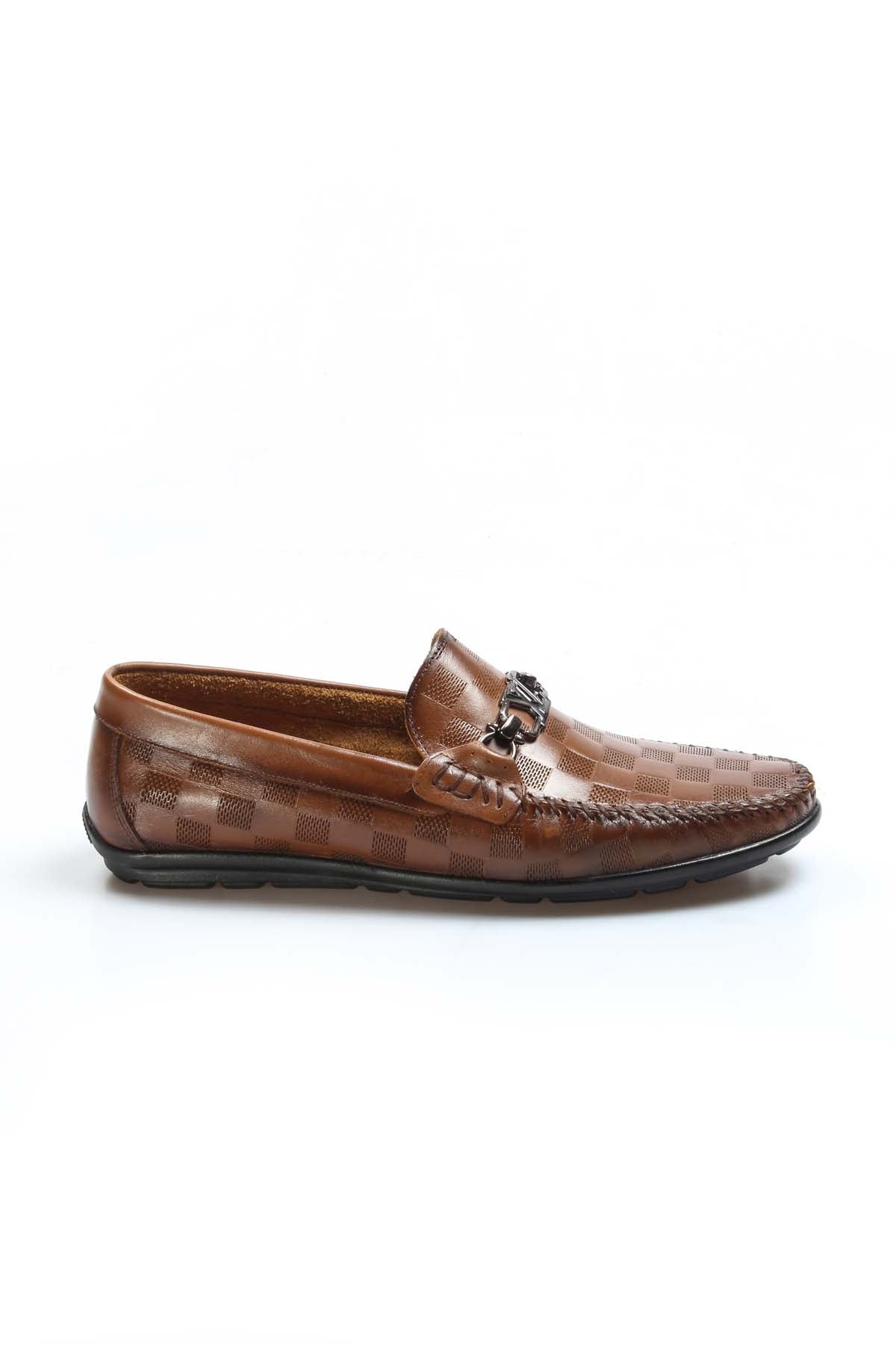 KOALA SYDNEY Men's Brown Checkered Leather Loafers-Wessi