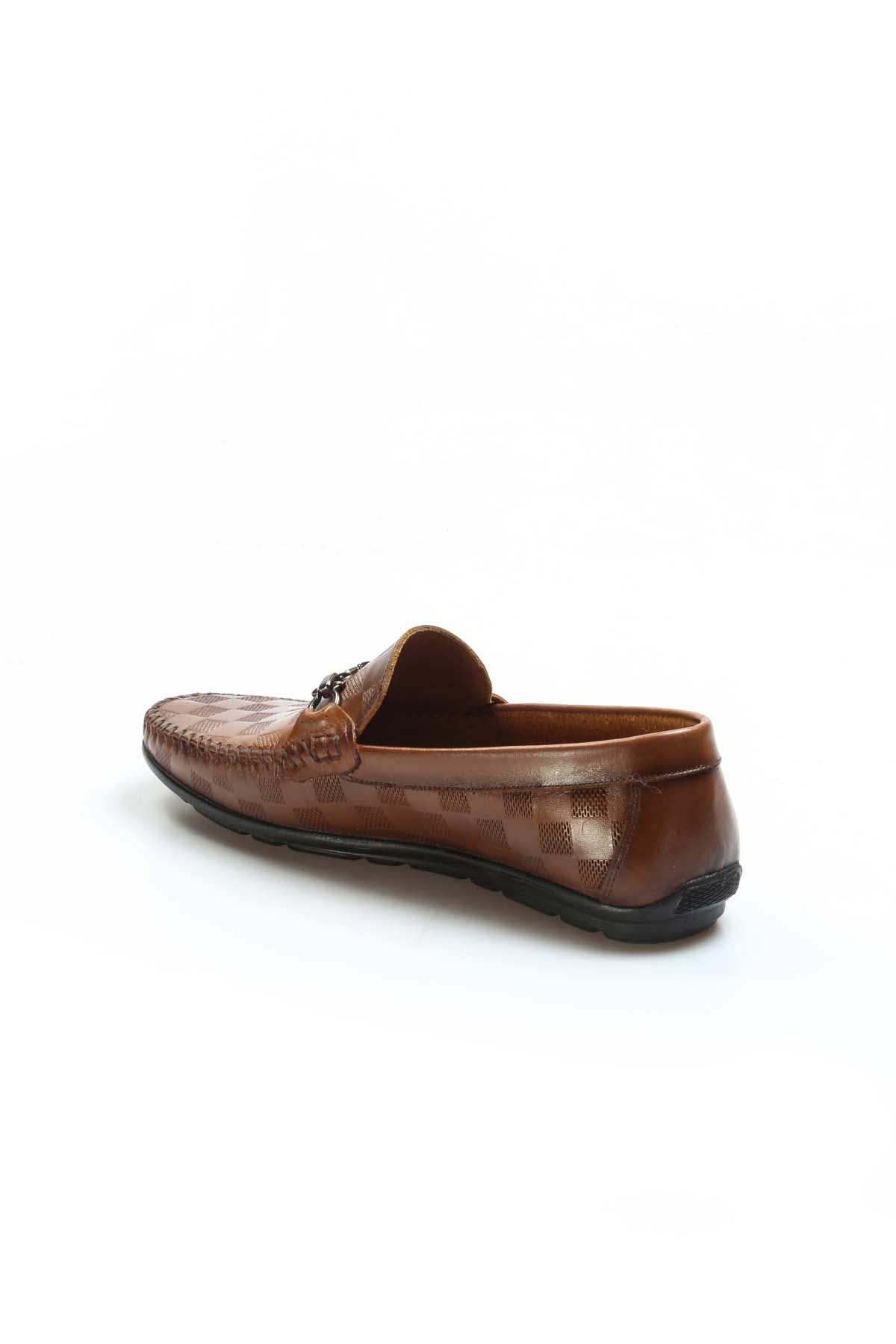 KOALA SYDNEY Men's Brown Checkered Leather Loafers-Wessi