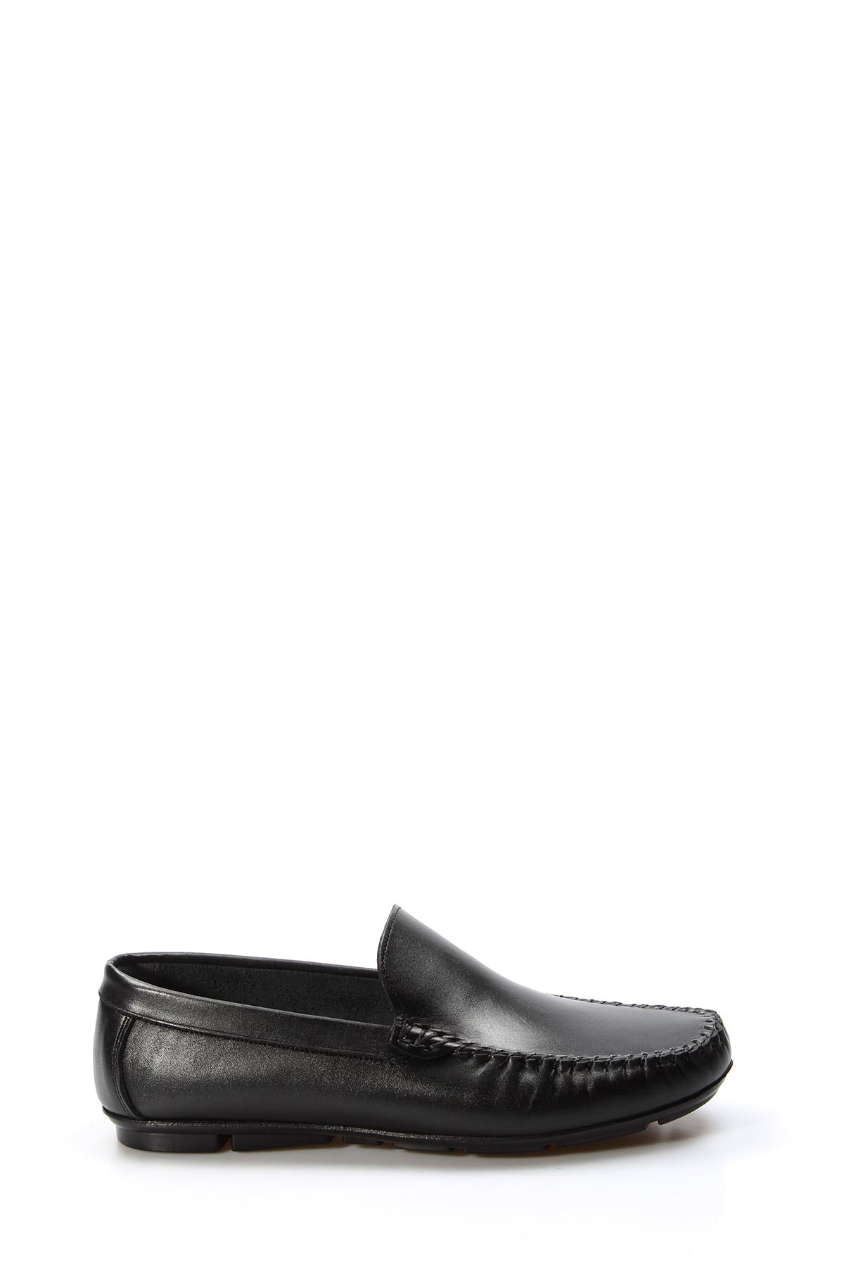 KOALA SYDNEY Men's Black Leather Loafers with Moc Toe Stitching