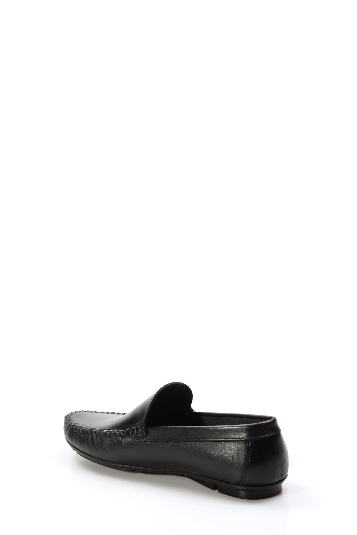KOALA SYDNEY Men's Black Leather Loafers with Moc Toe Stitching