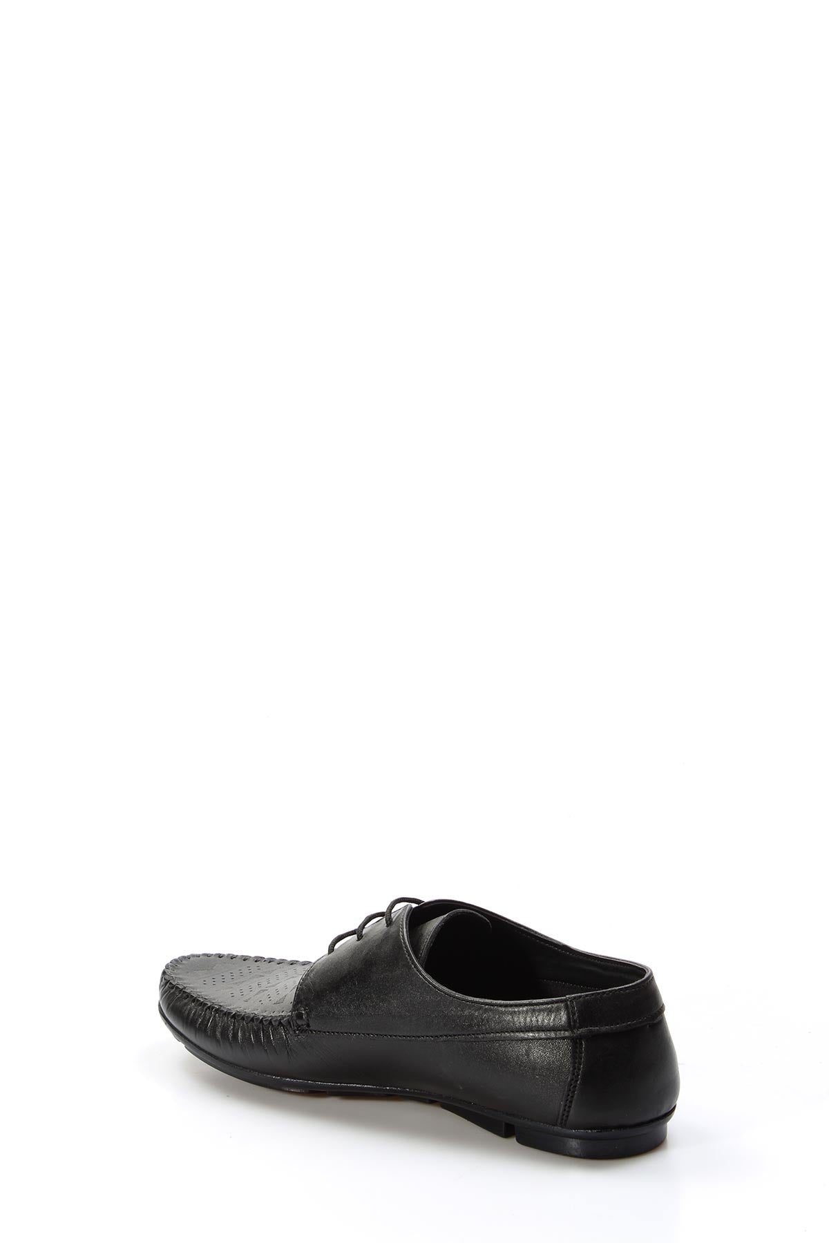 KOALA SYDNEY Men's Black Leather Lace-Up Loafers with Perforated Detail
