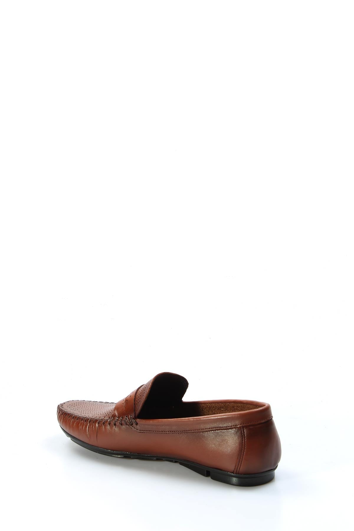 KOALA SYDNEY Men's Brown Leather Perforated Loafers with Moc Toe Detailing