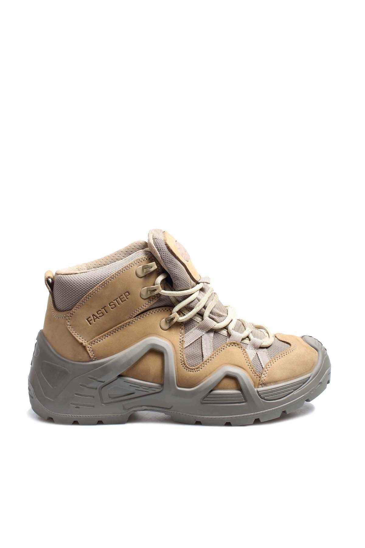 Men's Tan and Gray Outdoor Hiking Boots with Rugged Sole