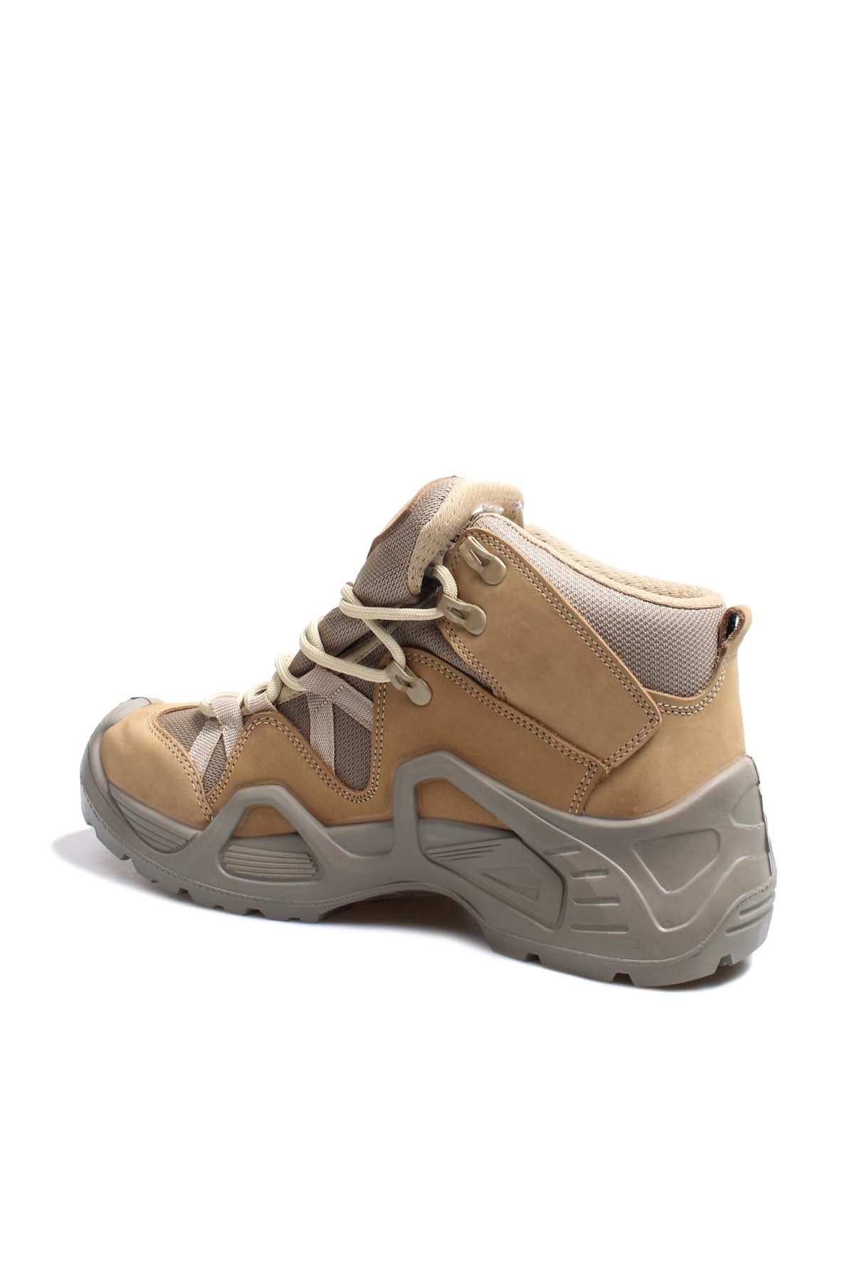 Men's Tan and Gray Outdoor Hiking Boots with Rugged Sole
