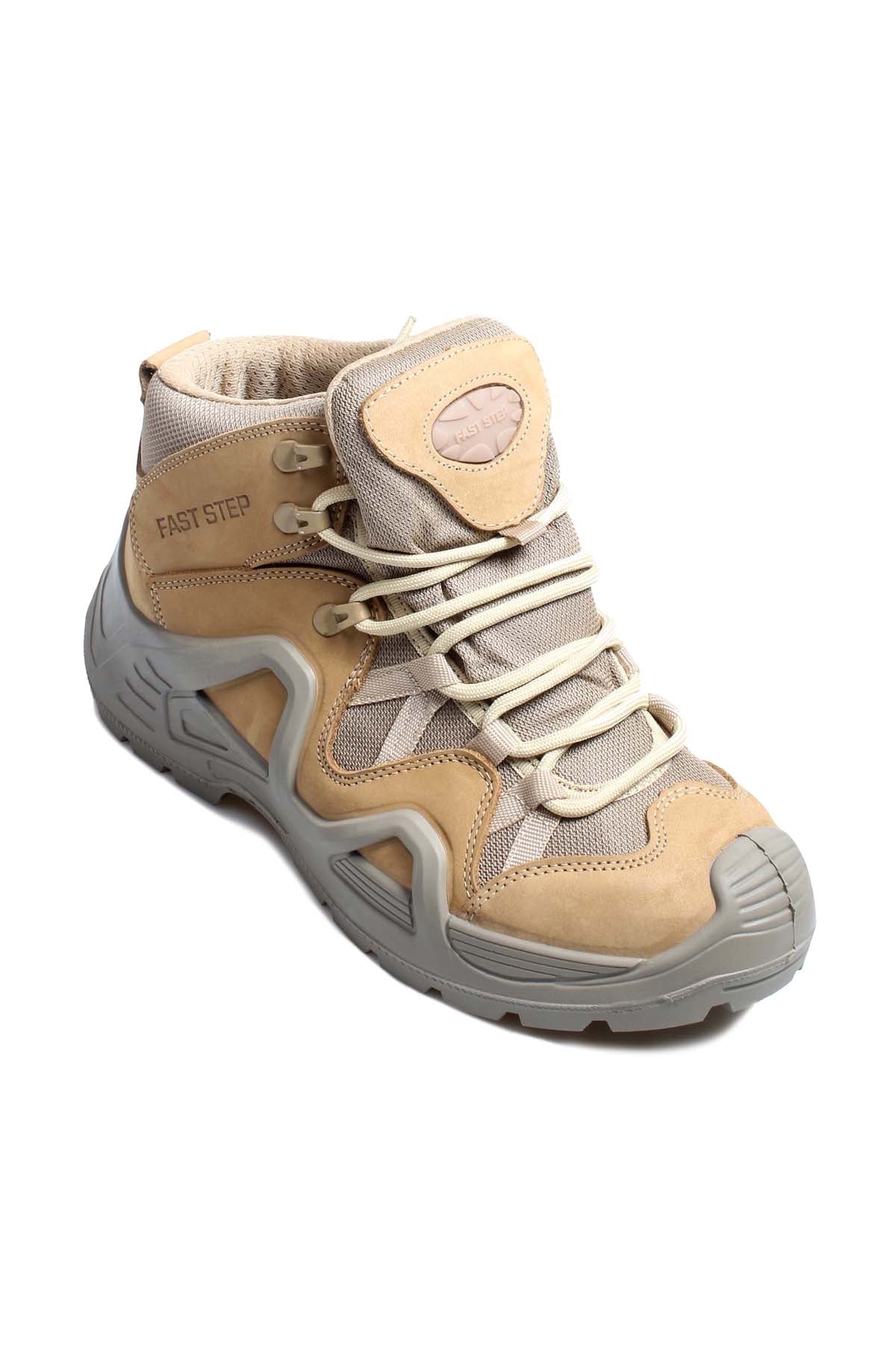 Men's Tan and Gray Outdoor Hiking Boots with Rugged Sole
